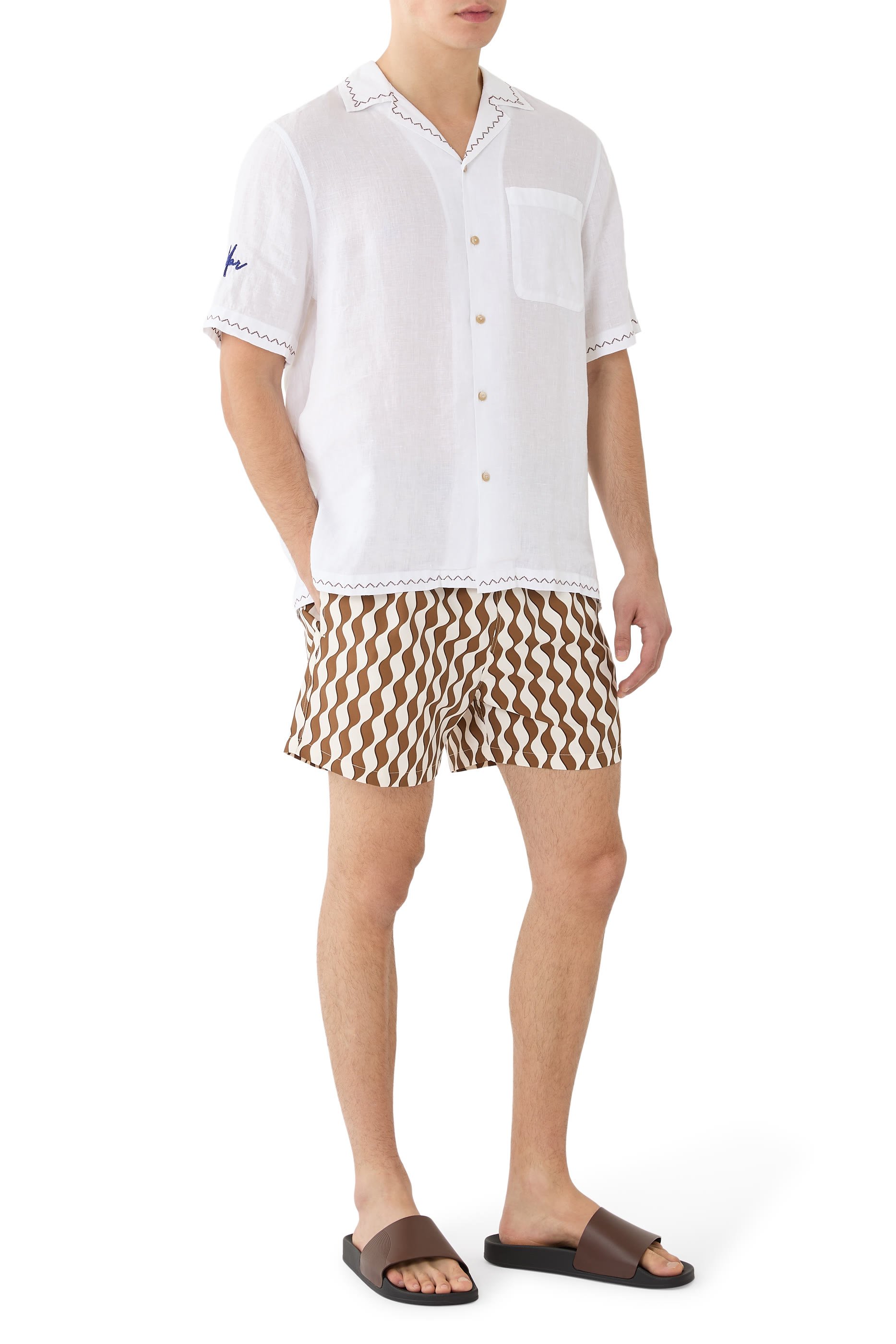 قميص ألفيس مزين بتطريز كتان