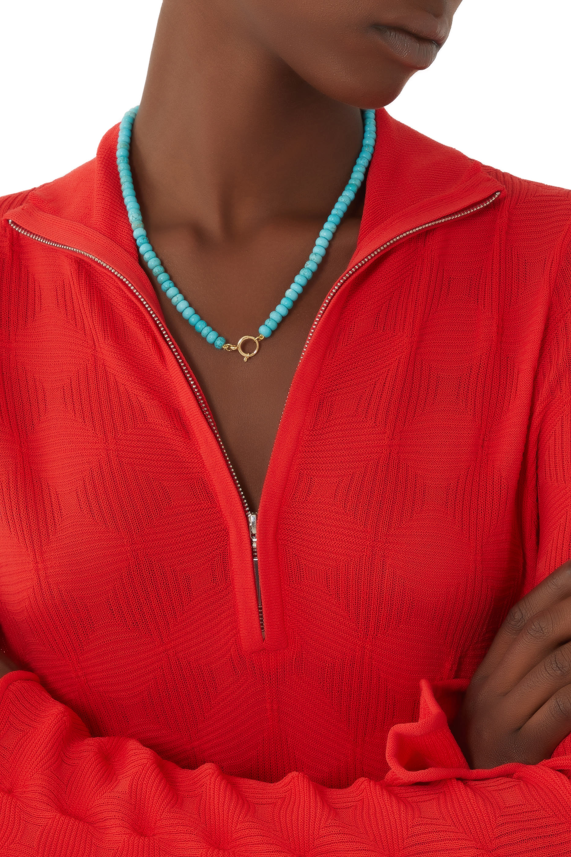 قلادة مزينة بأحجار الفيروز ذهب أصفر عيار 18