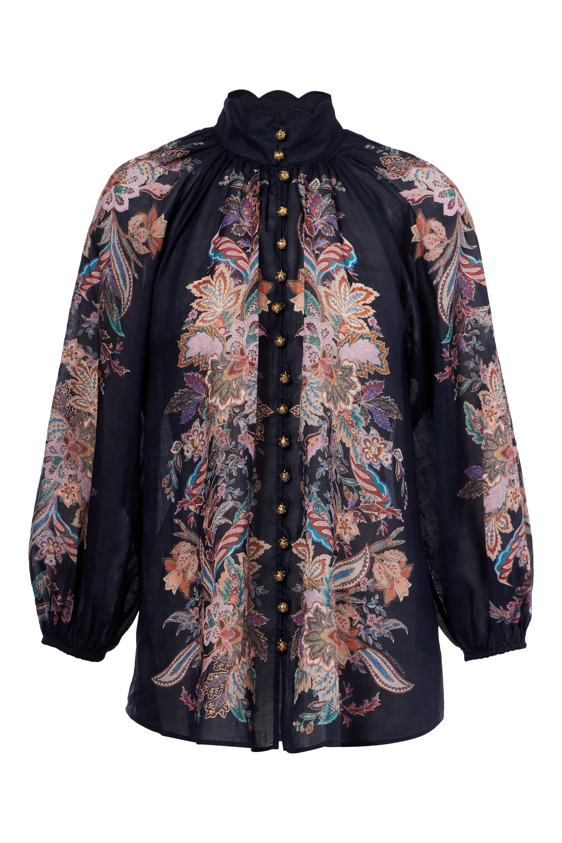 بلوزة ريانون بأكمام منفوخة