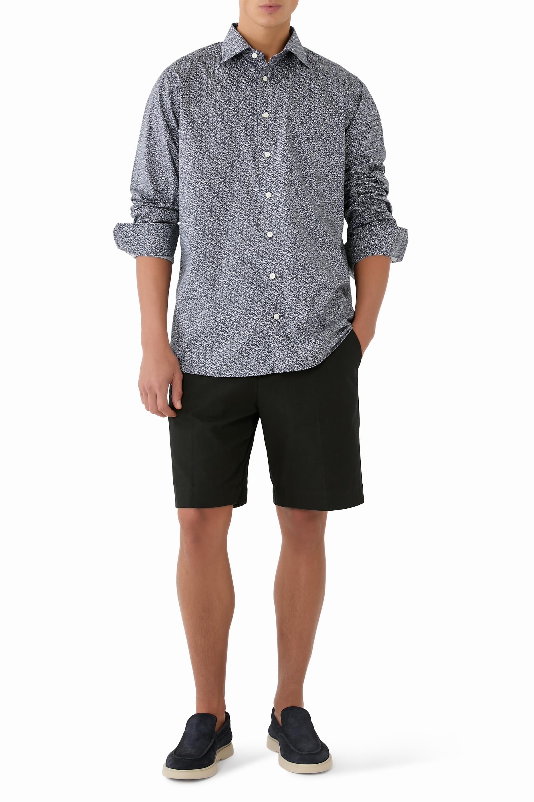 قميص بنقشة زهور تويل مميز للماركة