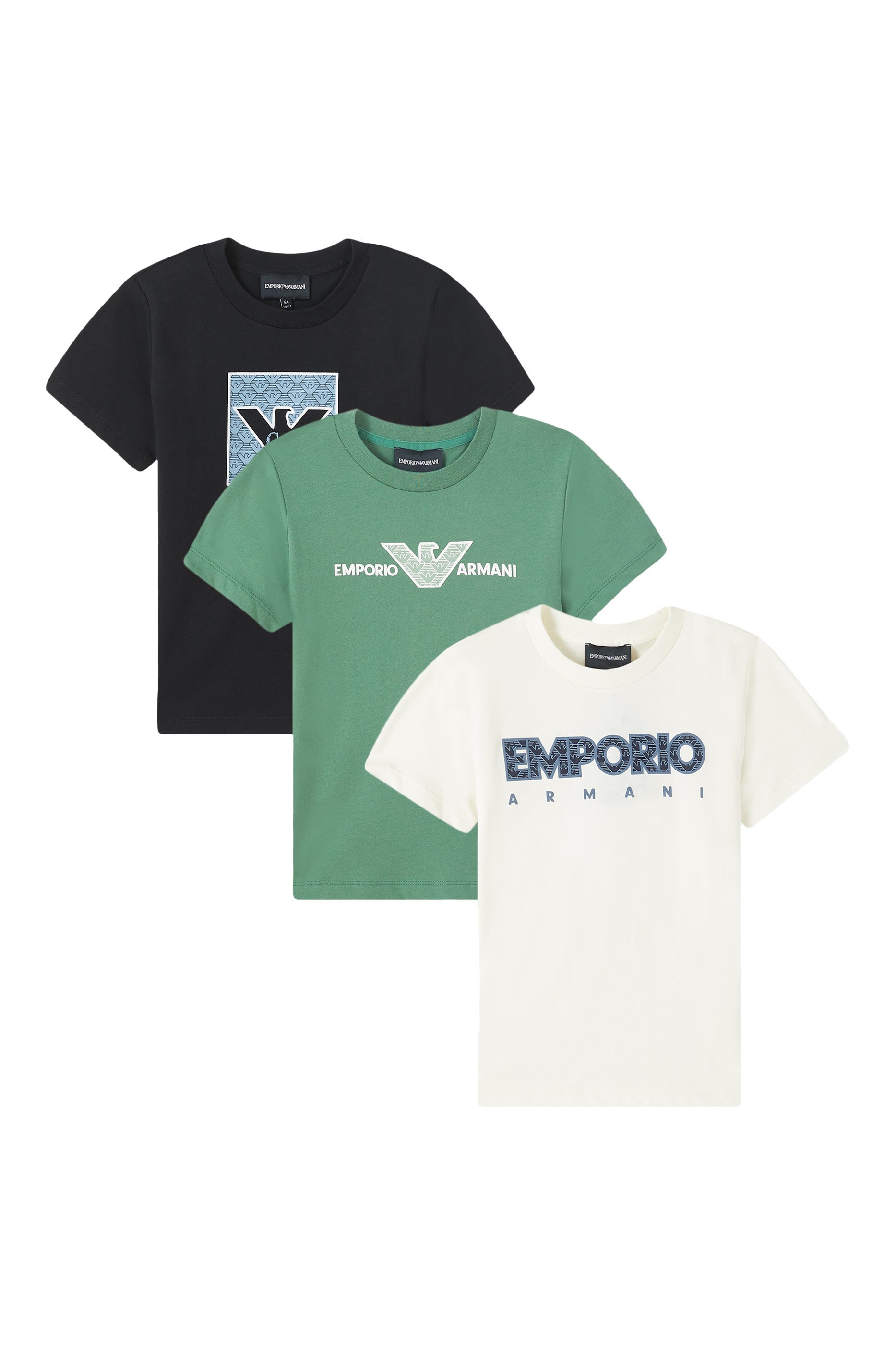 طقم تيشيرت بشعار الماركة للأطفال، 3 قطع