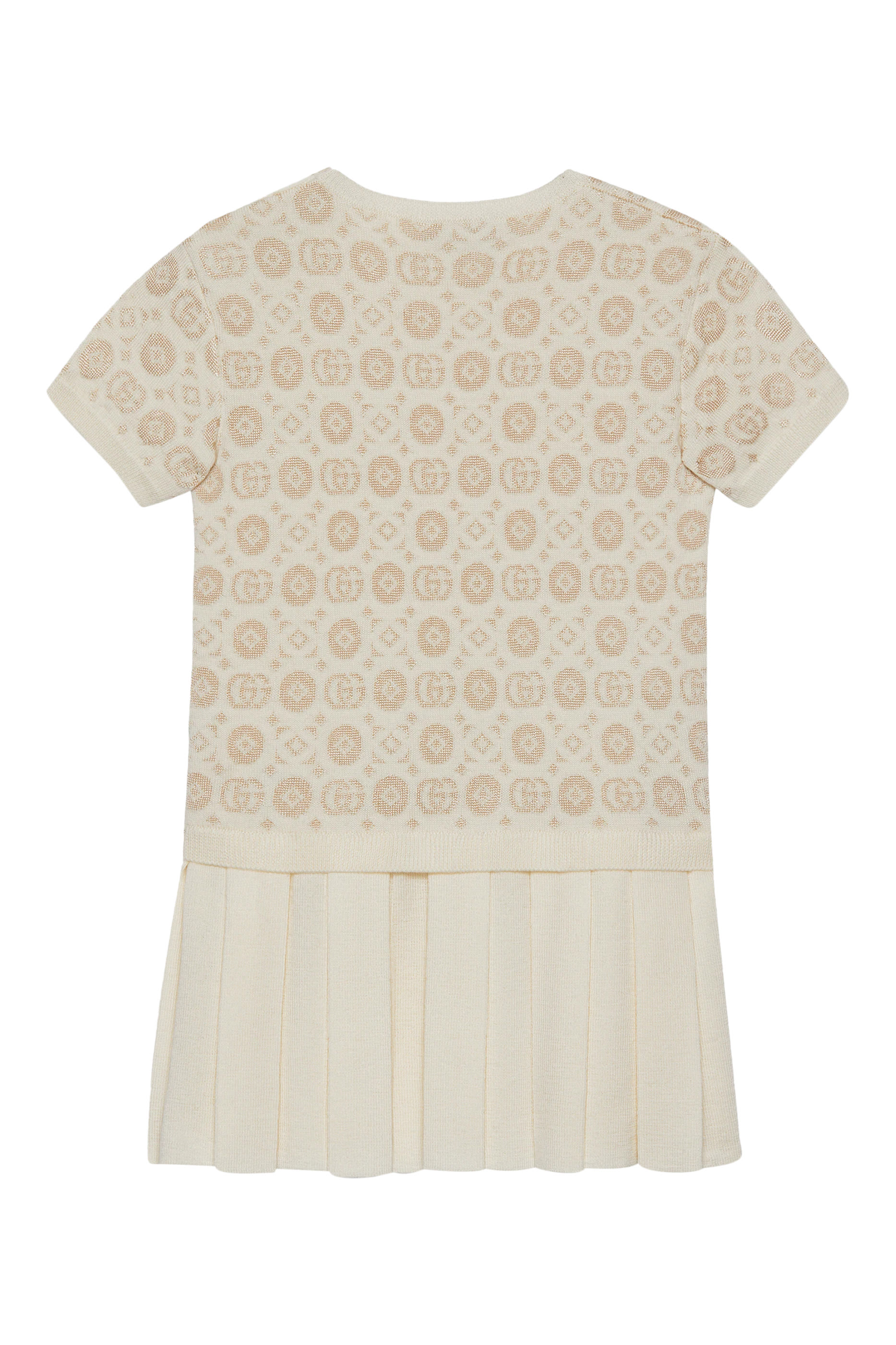 فستان للأطفال بنقشة هندسية بحرفي شعار الماركة صوف