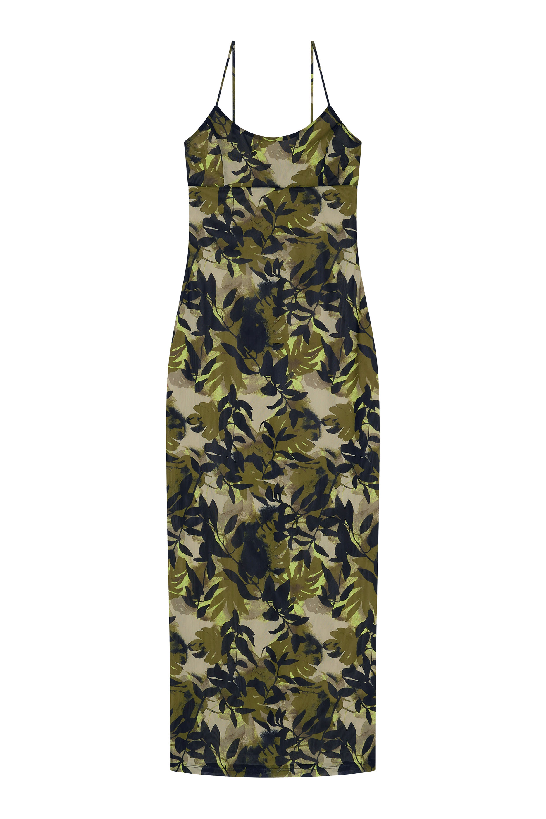 فستان طويل بحمالات رفيعة