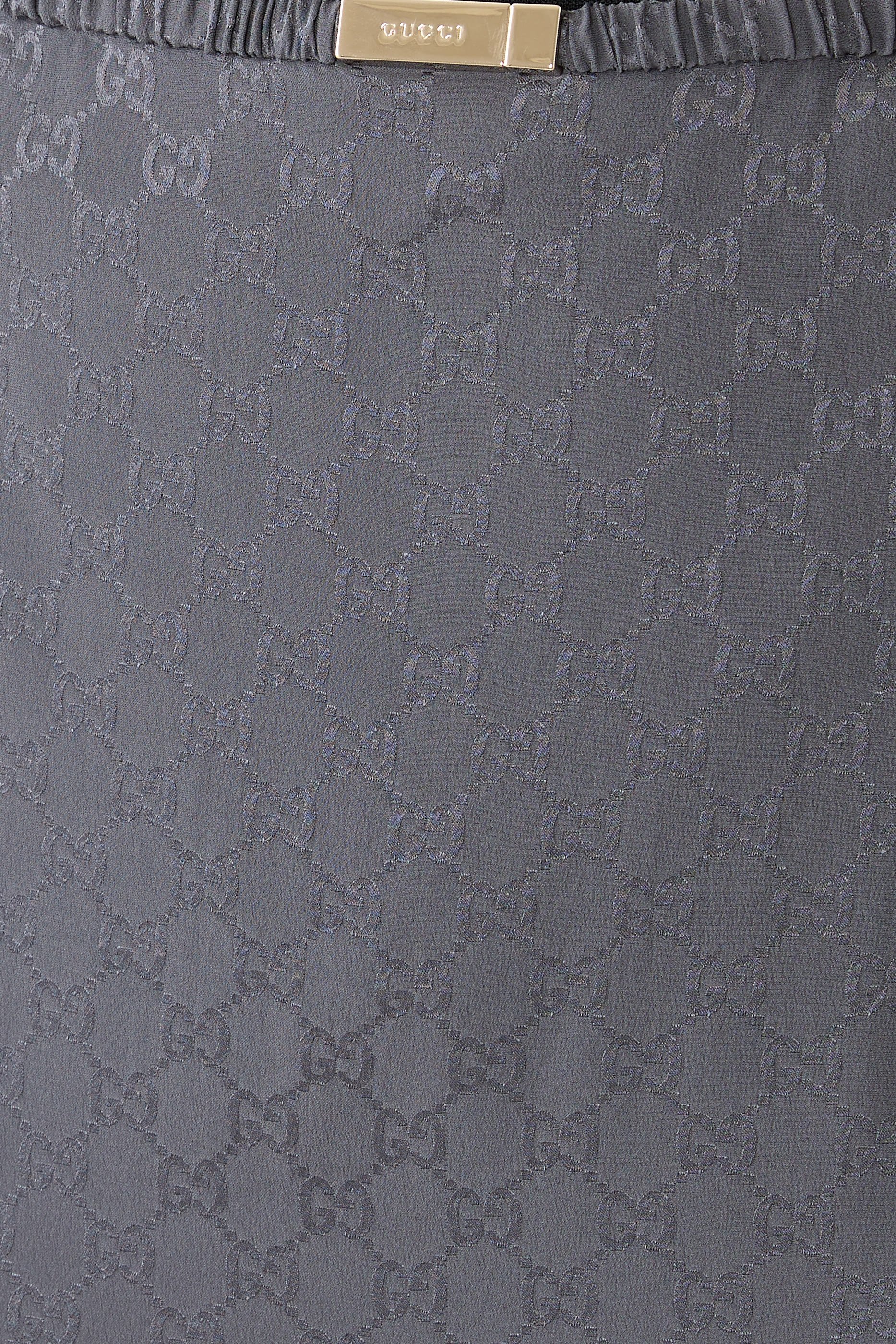 تنورة بنقشة حرفي شعار الماركة قطن حريري جاكار