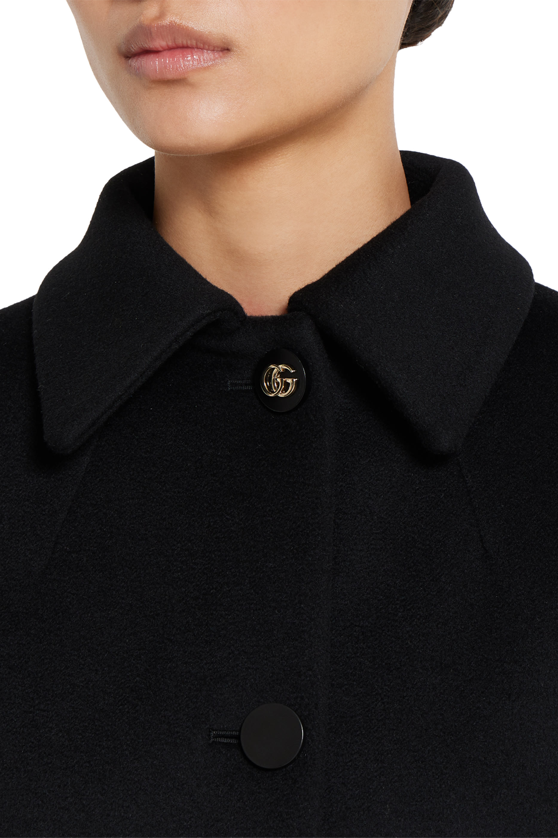 معطف بأزرار مزينة بلجام الحصان صوف