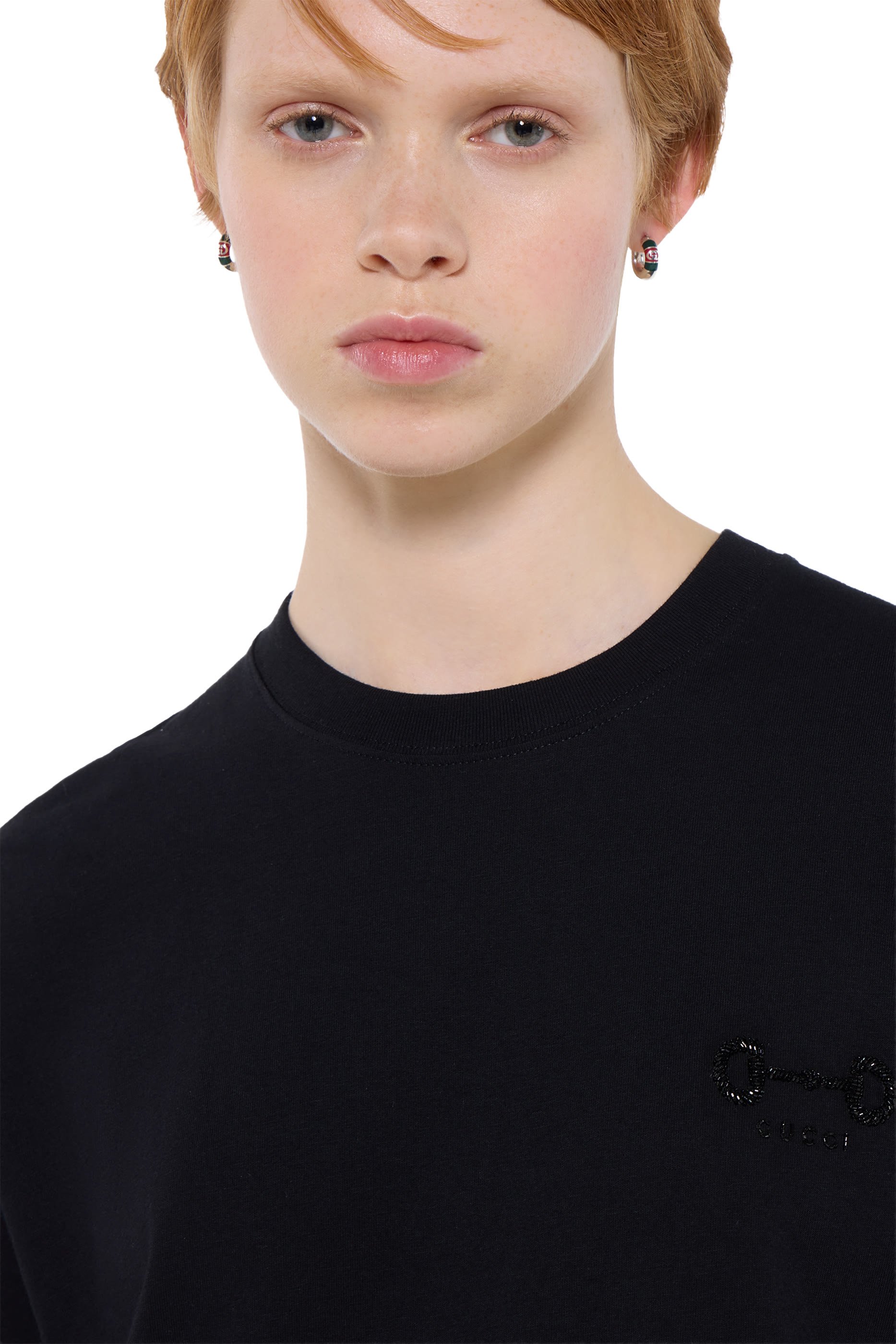 تيشيرت مطرز بشعار الماركة قطن جيرسيه