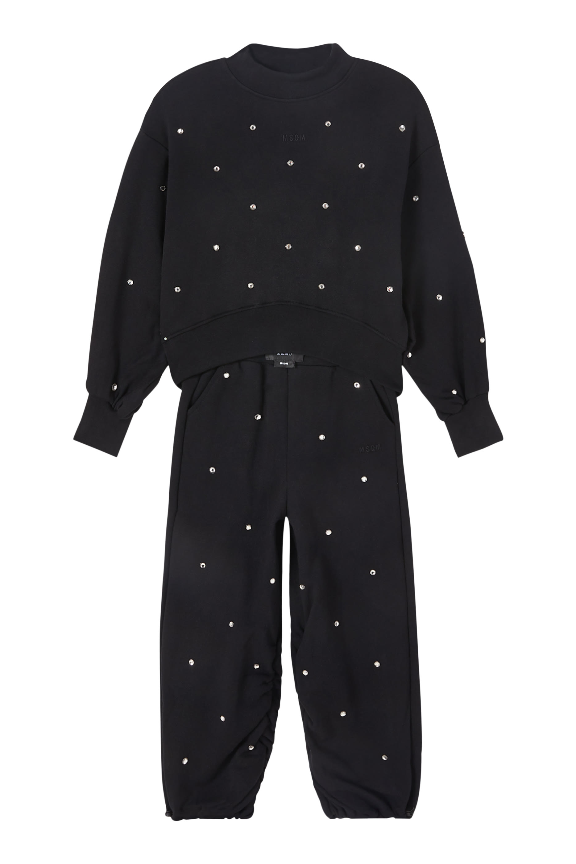 سويت شيرت بشعار الماركة مرصع بالكريستال للأطفال