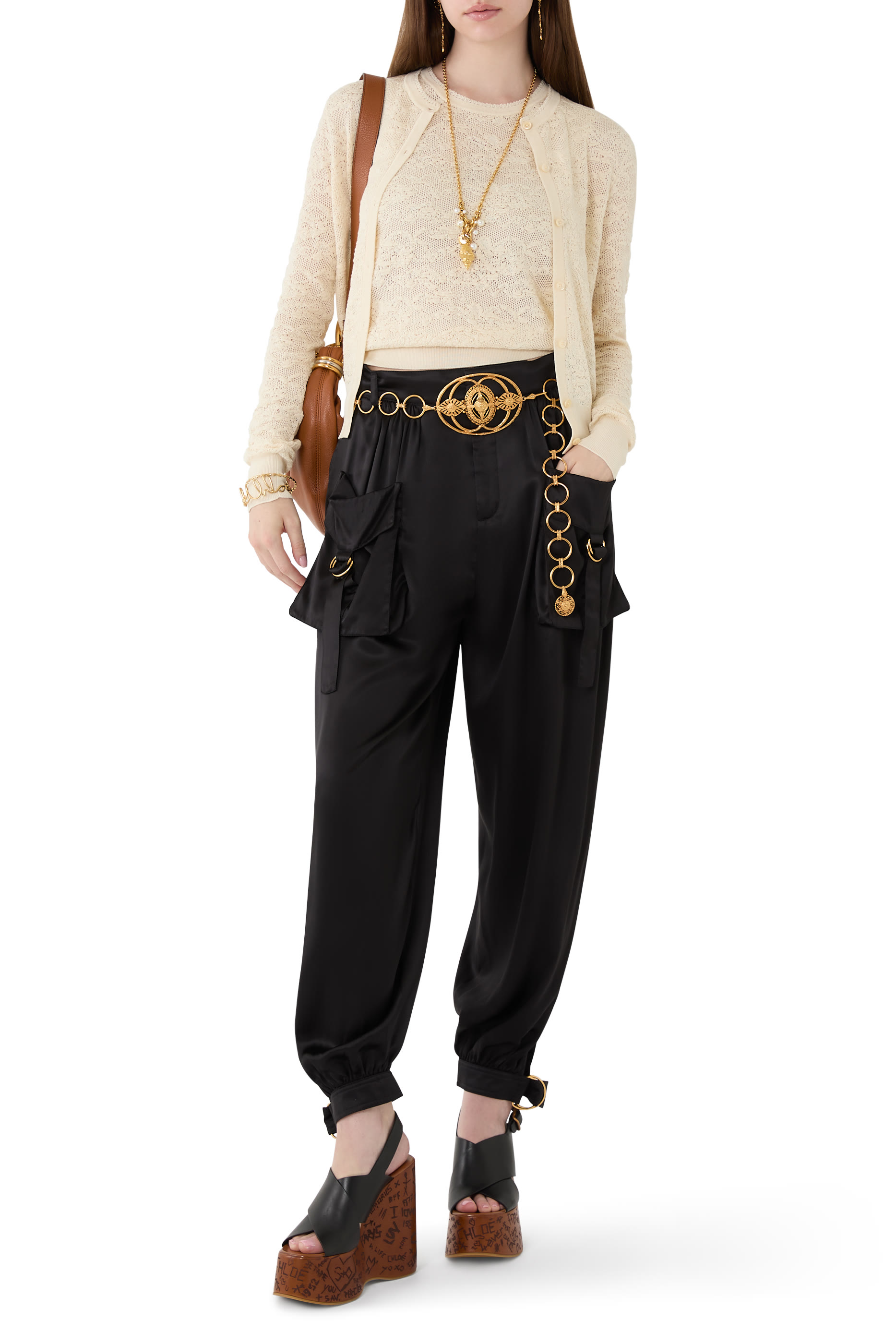 طقم بلوزة منسوجة وكارديجان