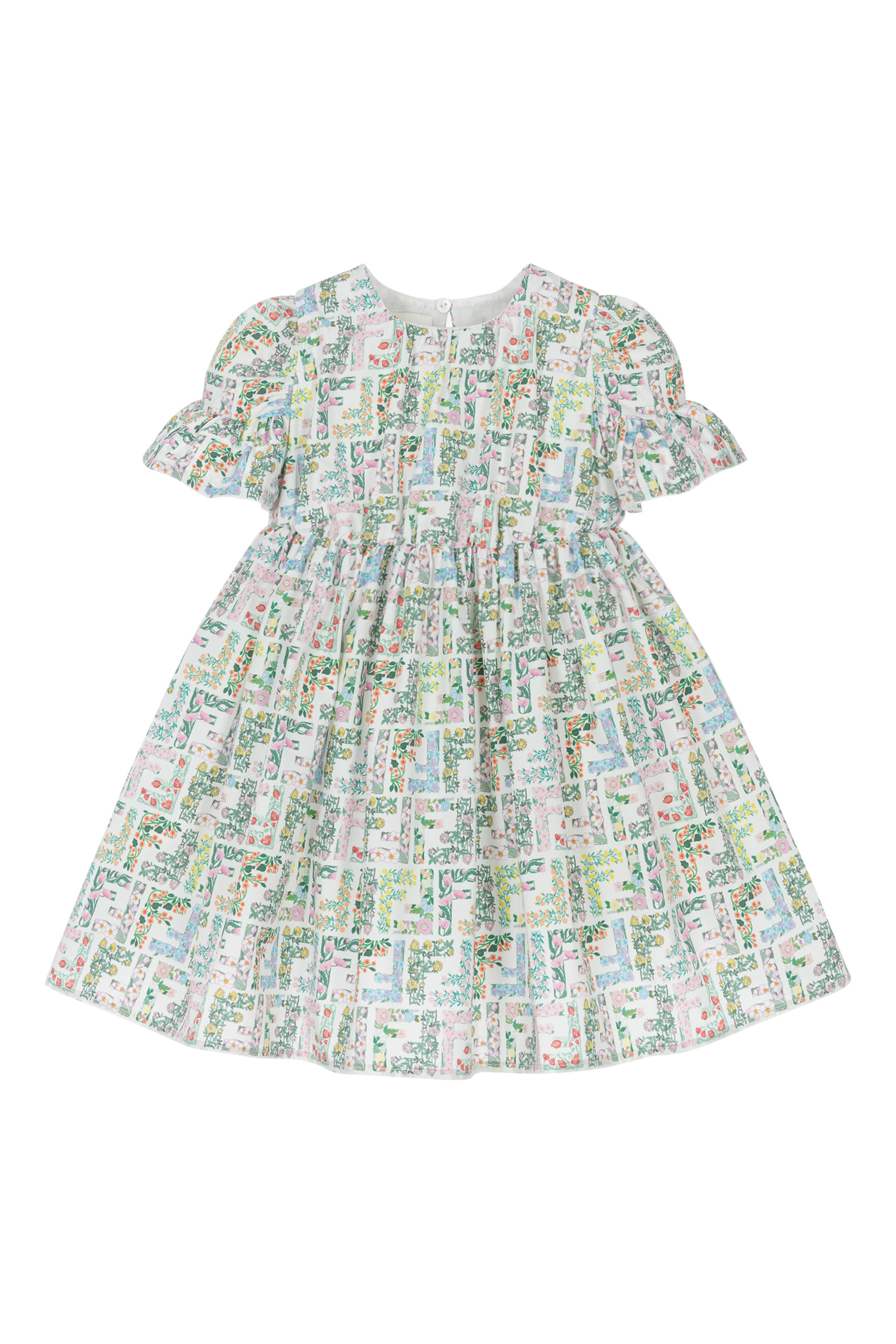 فستان بطبعة حرفي شعار الماركة قطن للأطفال