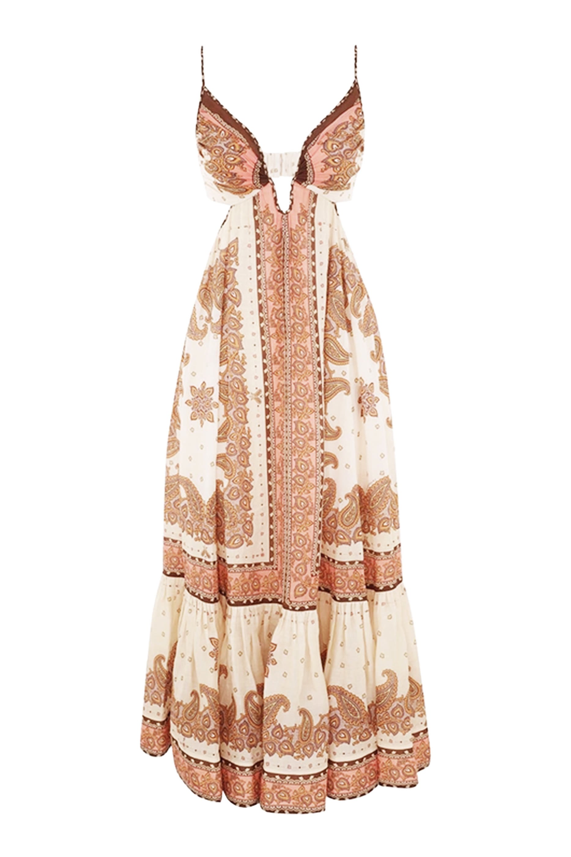 فستان ماكسين بياقة عميقة وقصة طويلة