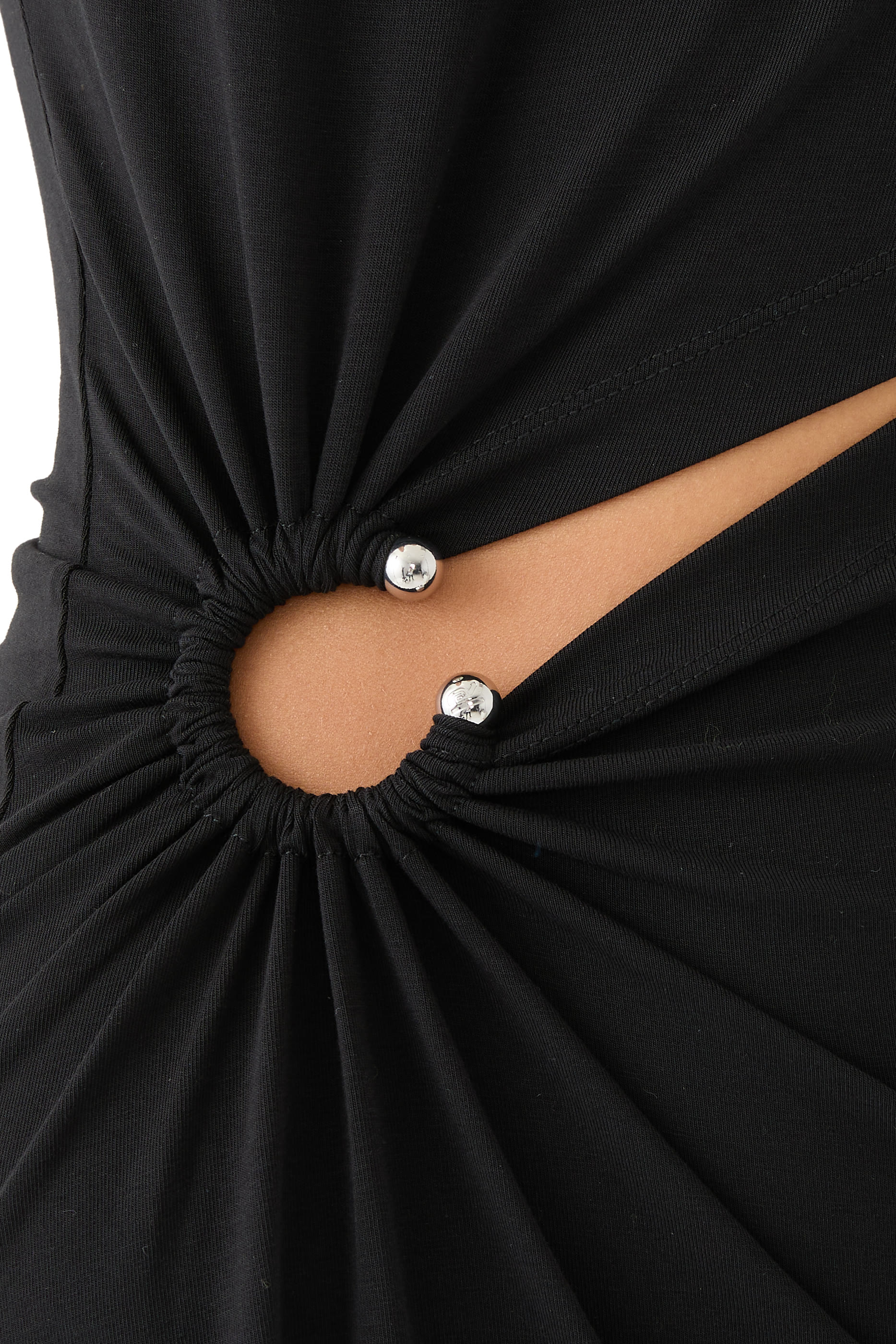 فستان طويل بحلية دائرية قطن