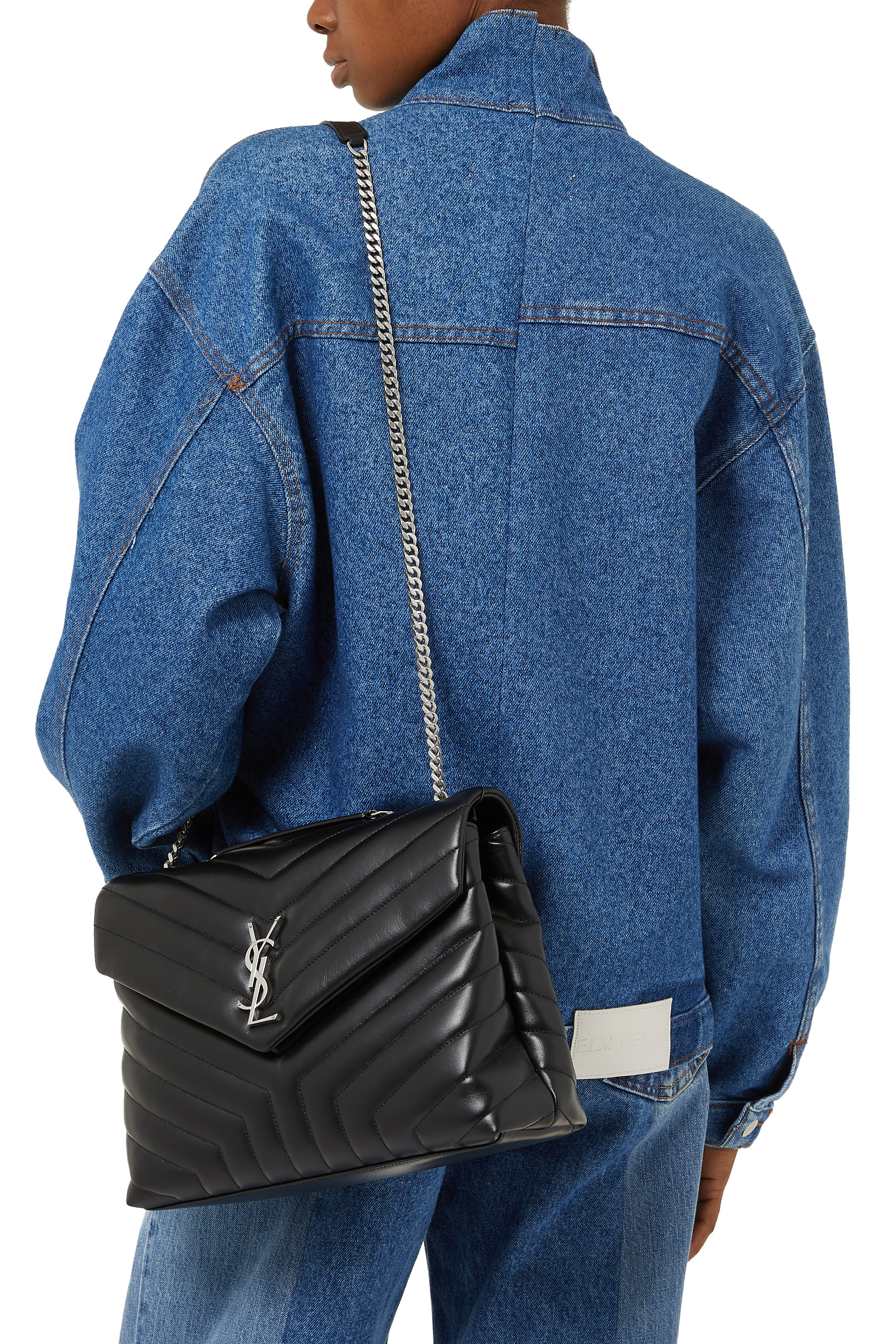 حقيبة لولو متوسطة جلد مبطن بتصميم Y