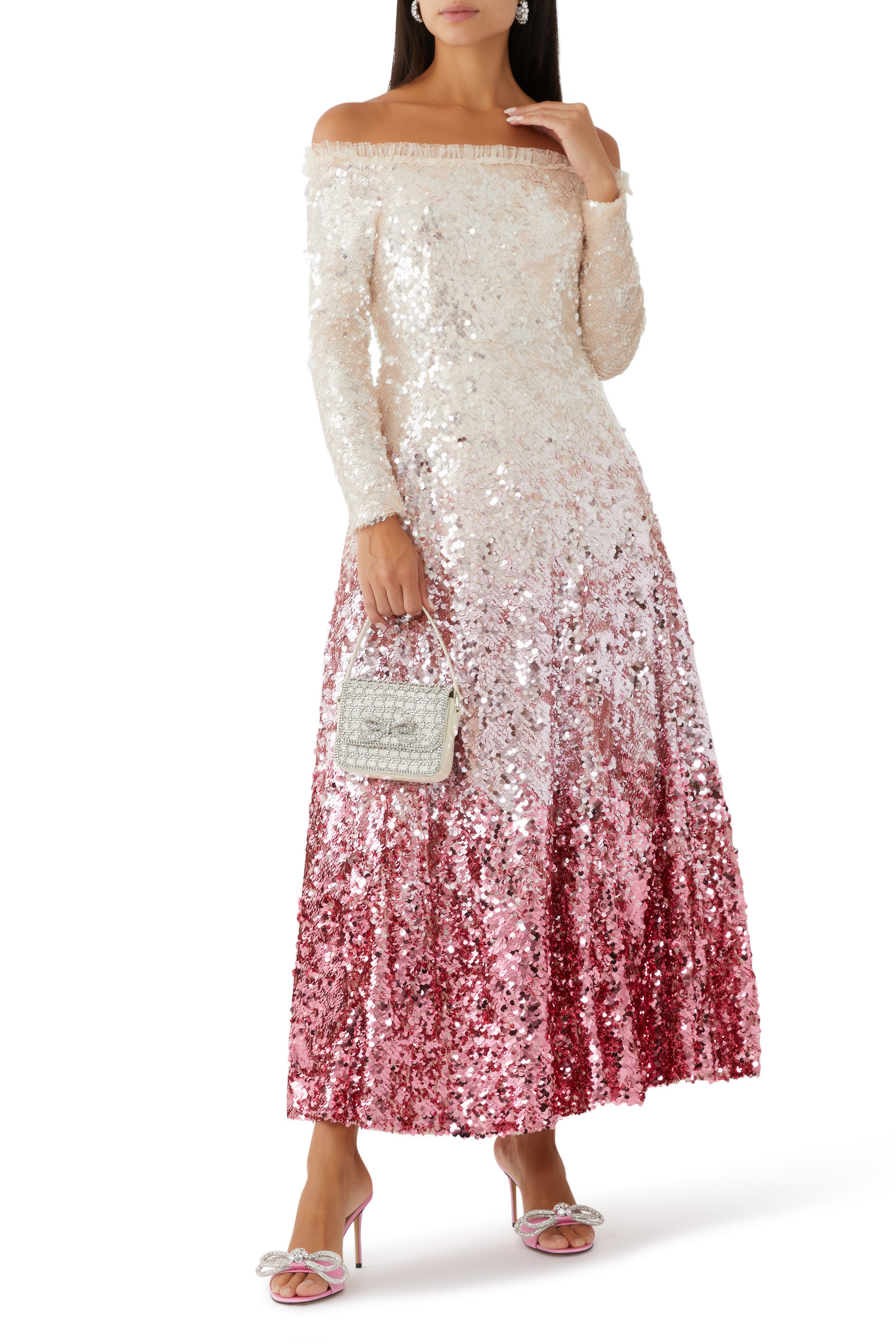 فستان سهرة هالي بطول الكاحل ولون متدرج