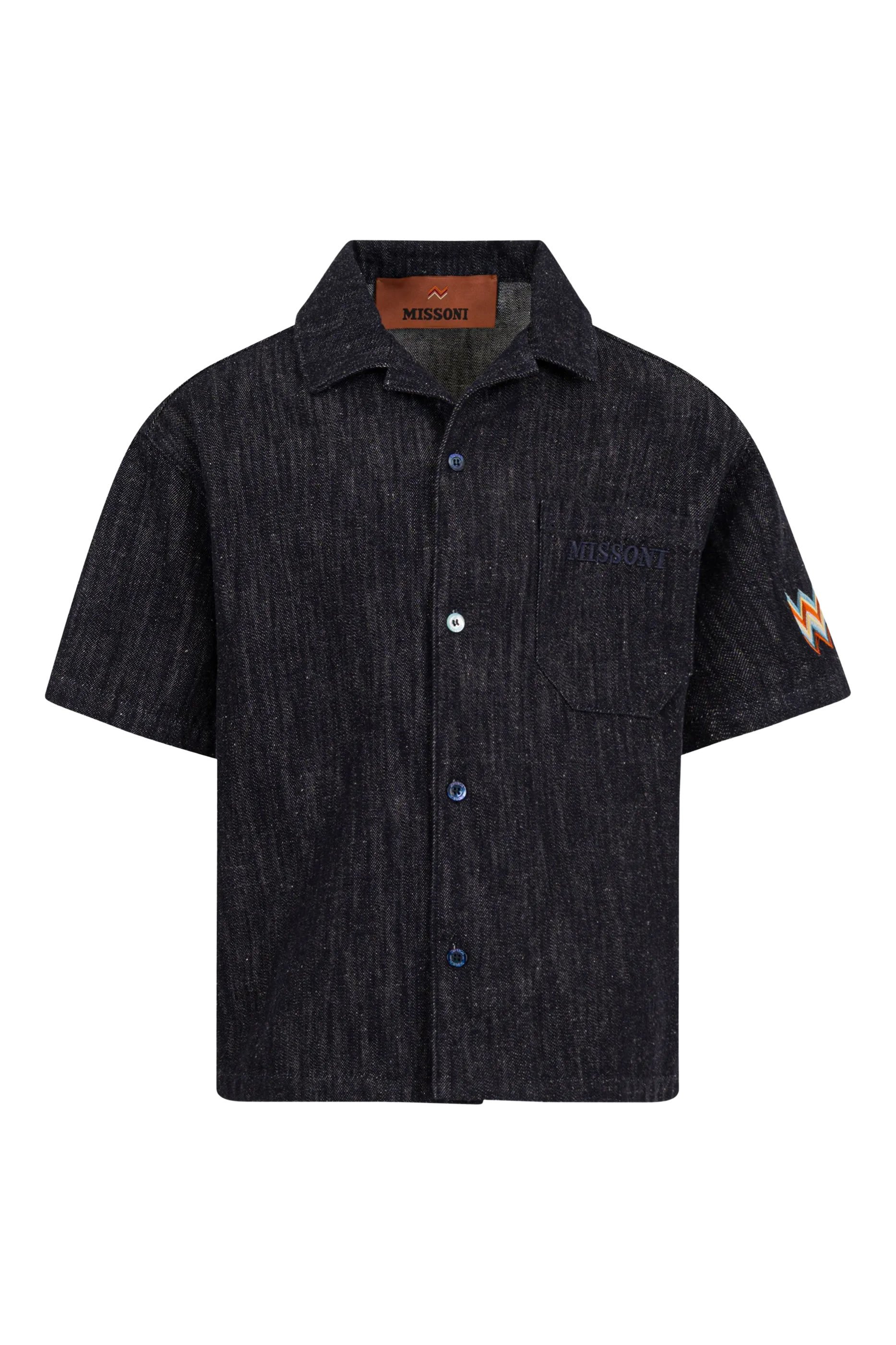 قميص بجيب عند الصدر بشعار الماركة دنيم للأطفال