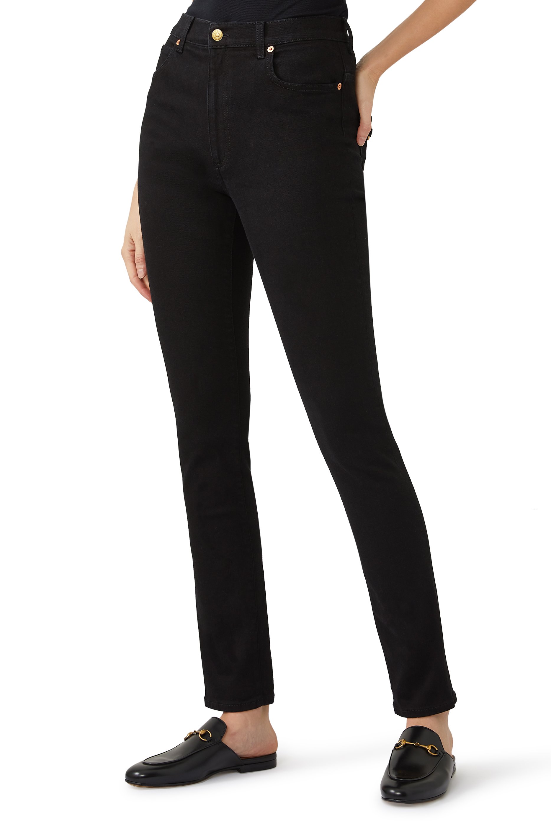 بنطال جينز دنيم بقصة سكيني وحلية لجام حصان