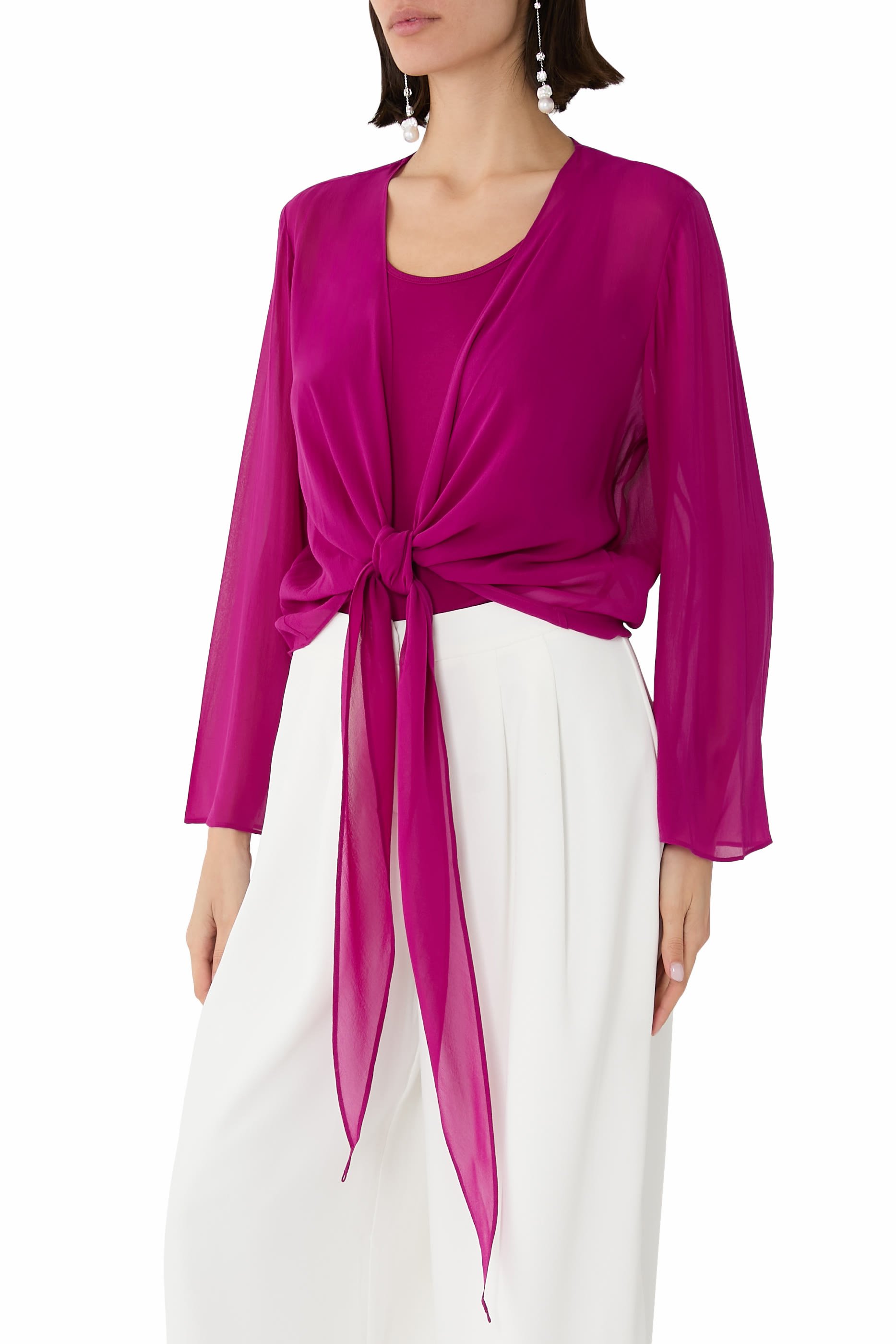 جاكيت جورجيت بربطة حرير شفاف