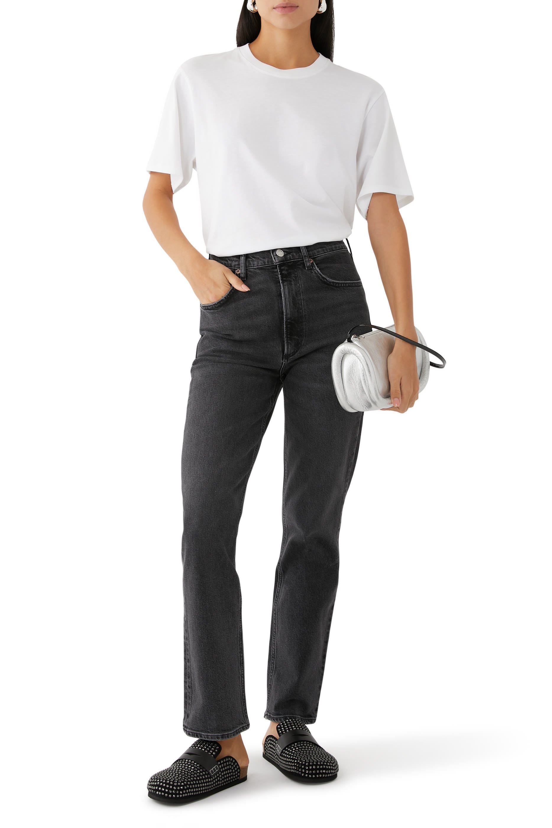 بنطال جينز ستوف بايب بخصر مرتفع