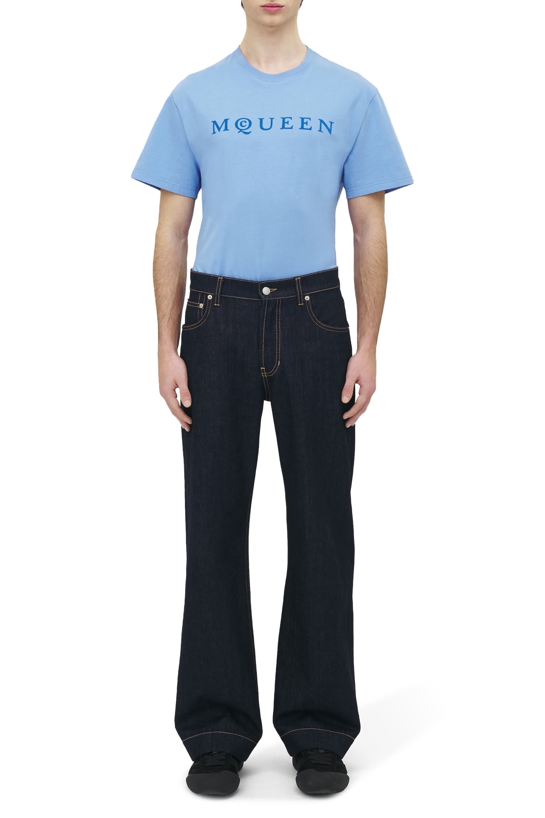 بنطال جينز بقصة ساق واسعة دنيم