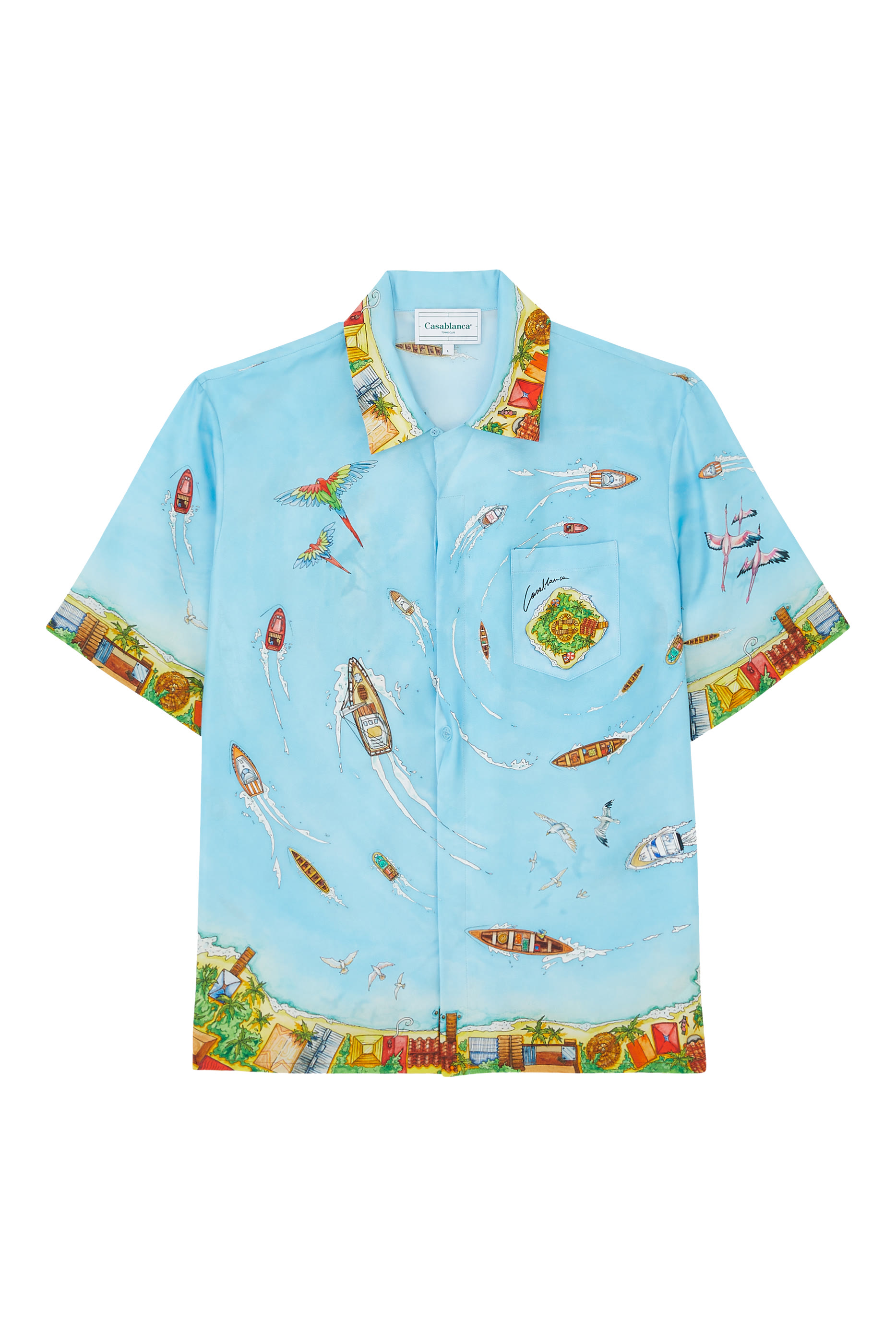 قميص بياقة كوبية وأكمام قصيرة