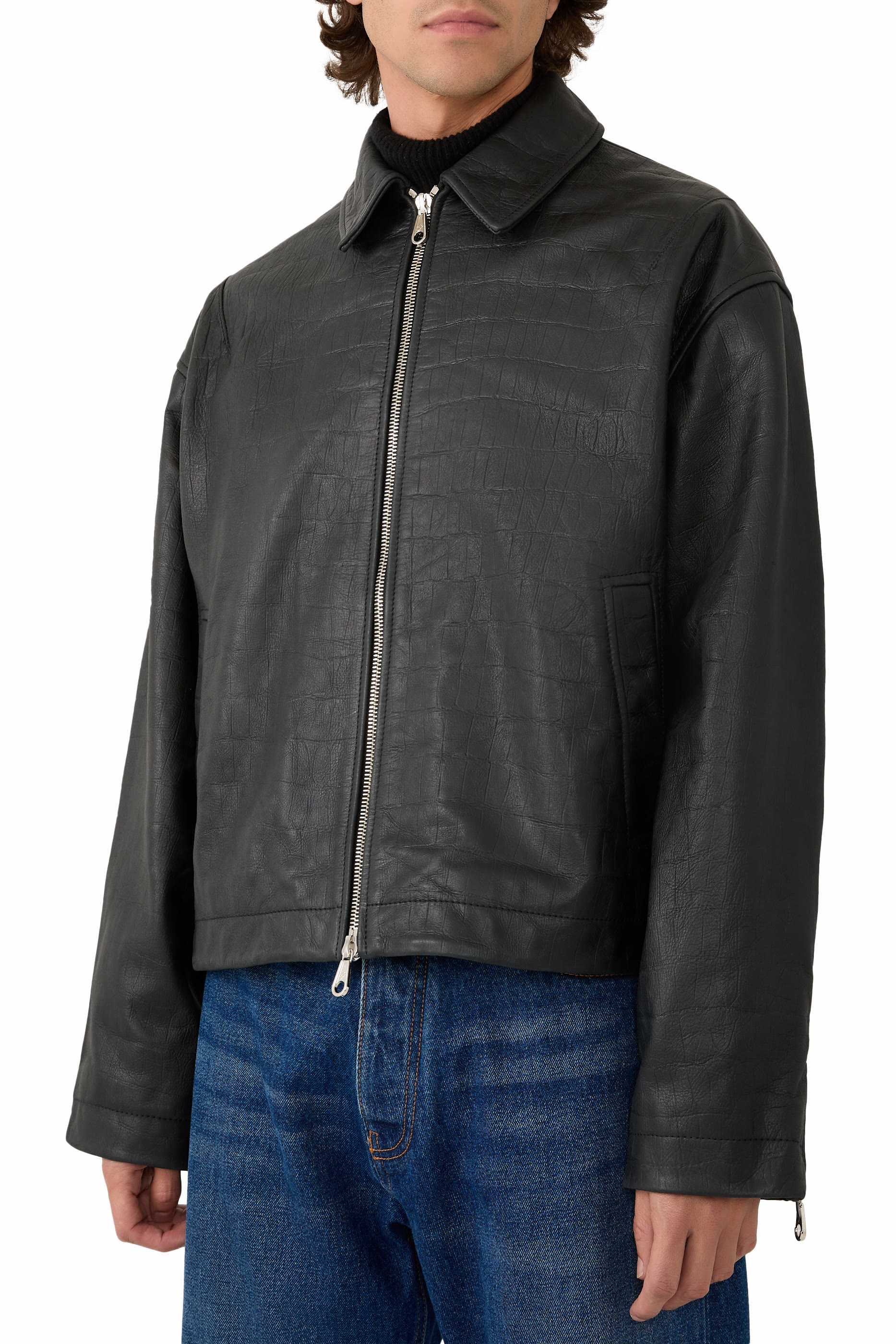 جاكيت بنقشة جلد تمساح