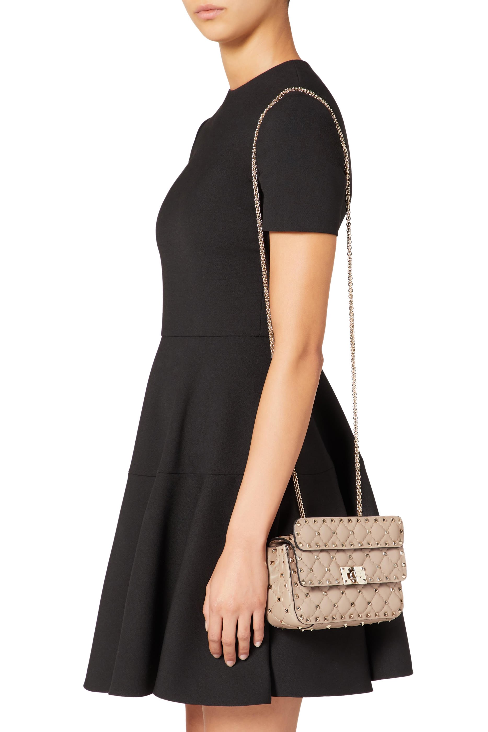 حقيبة كتف بحلي هرمية مدببة