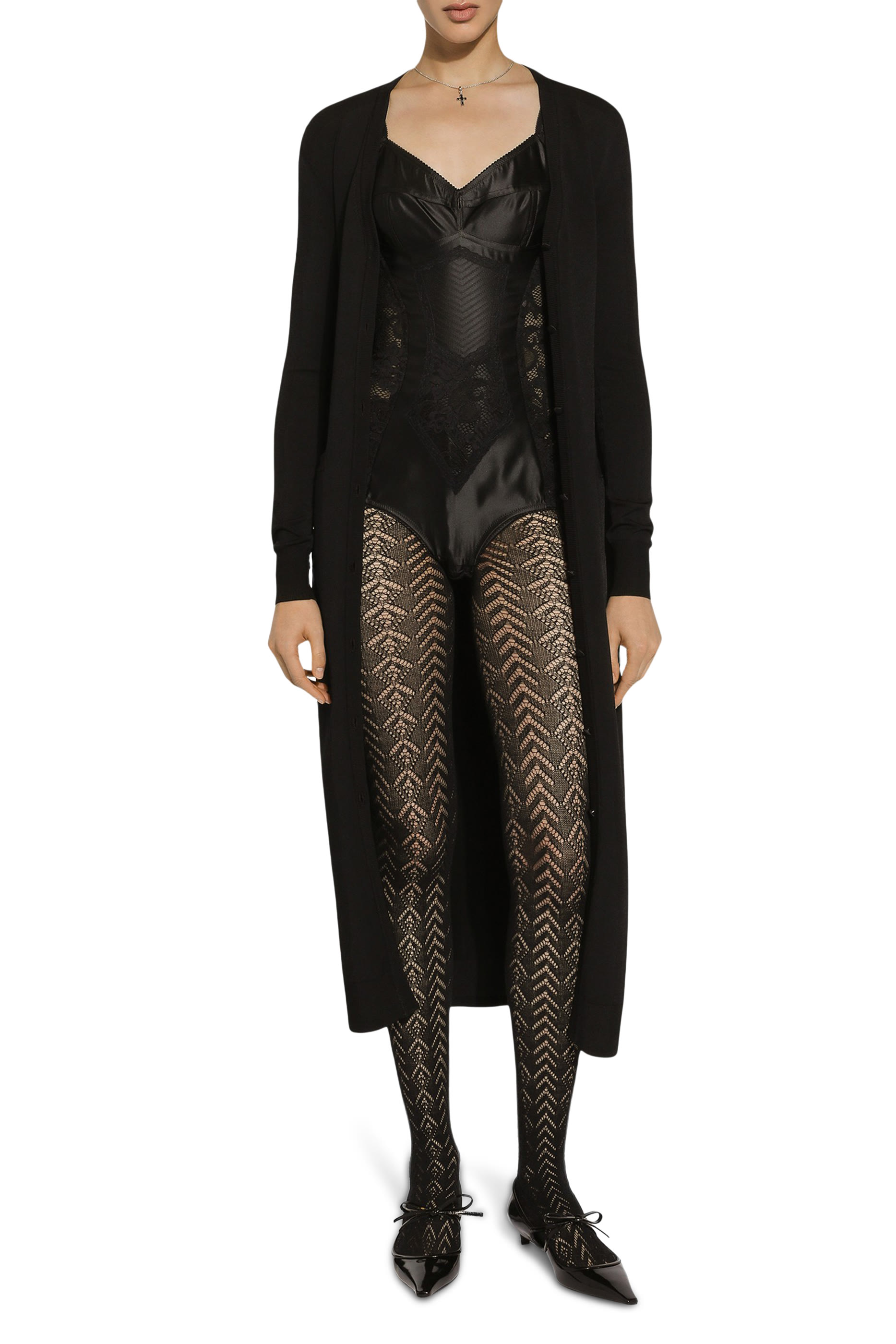 كارديجان طويل بشعار الماركة نسيج فيسكوز مطاطي