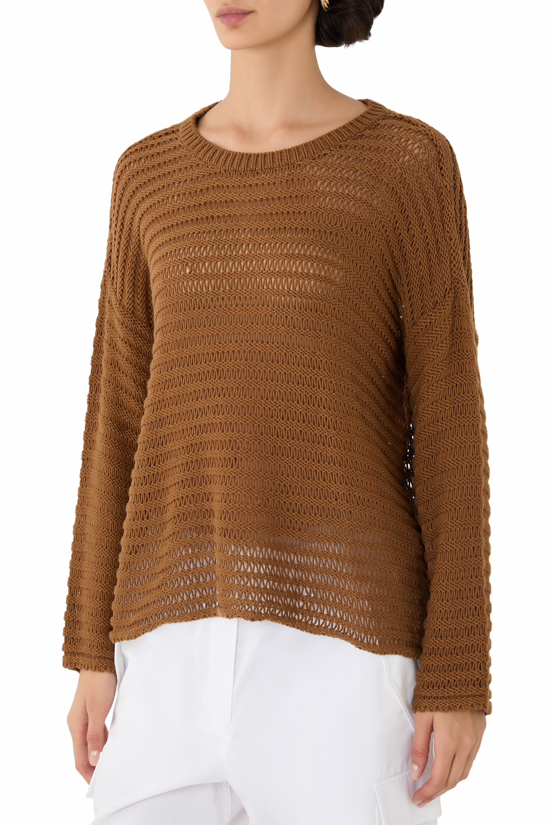 بلوزة بياقة ضيقة قطن بيروفي عضوي