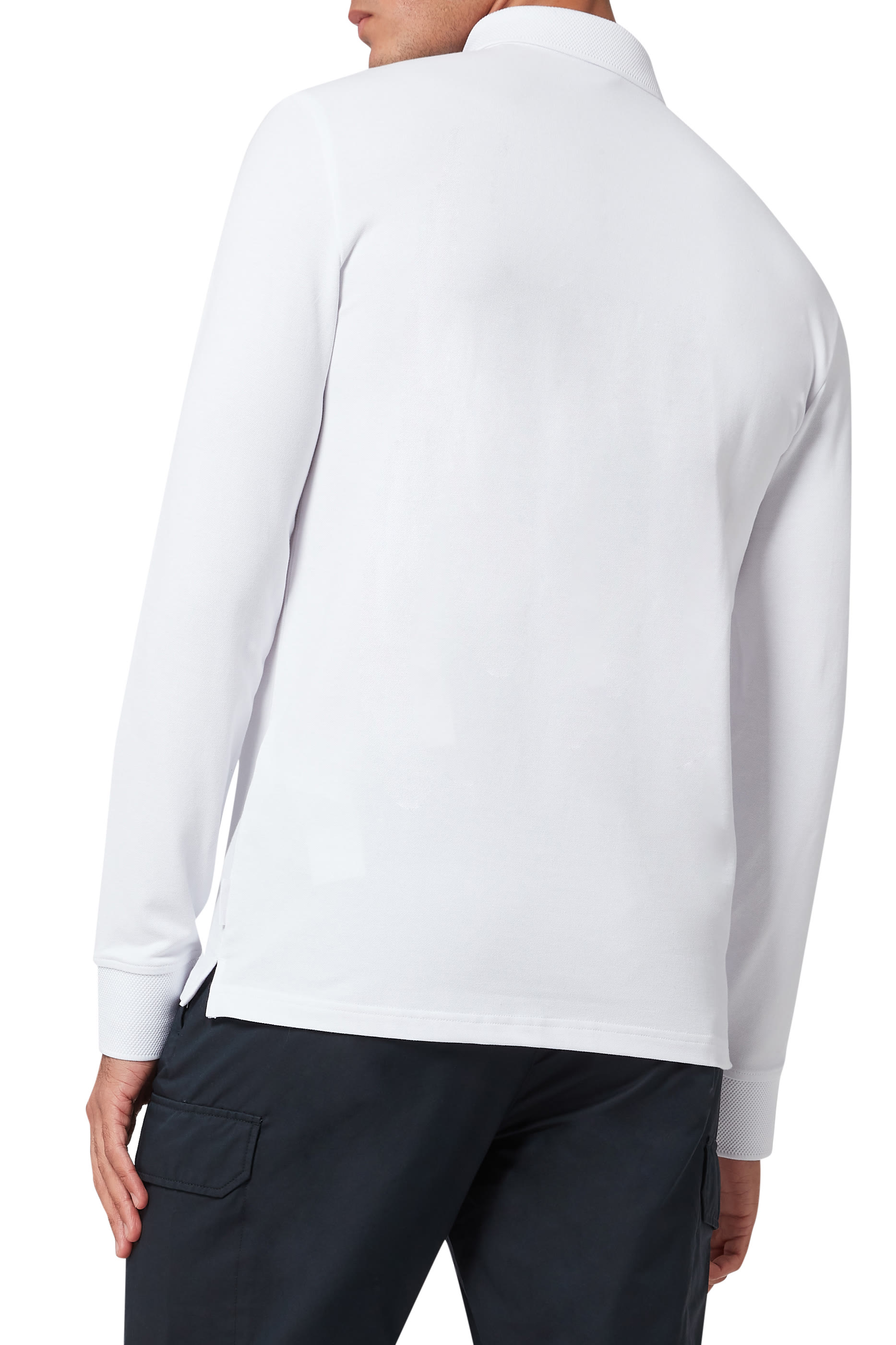 تي شيرت بولو قطن مطاطي بشعار الماركة بتصميم دائري