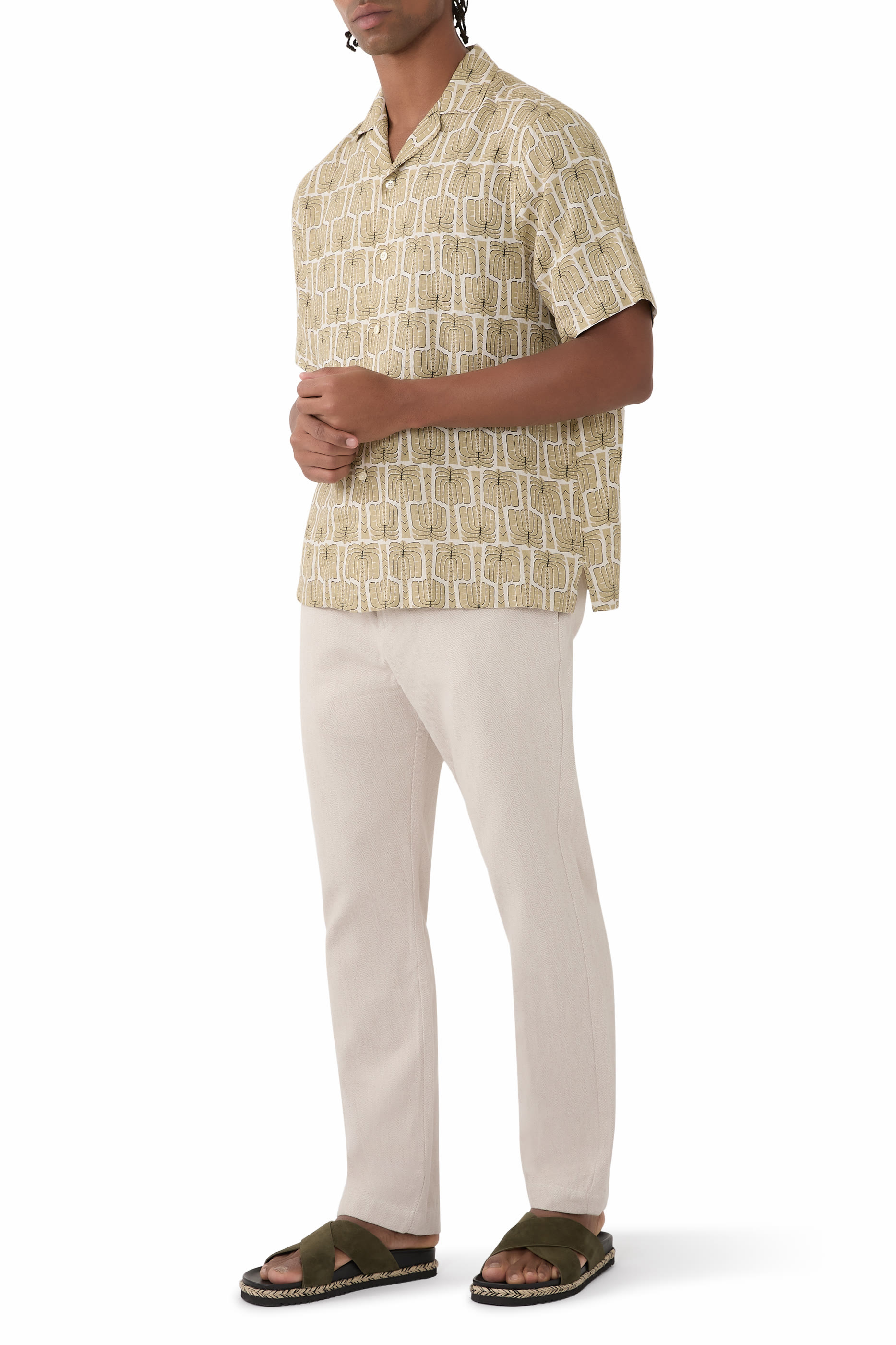 قميص روبيرتو بالميرا بطبعات كتان 