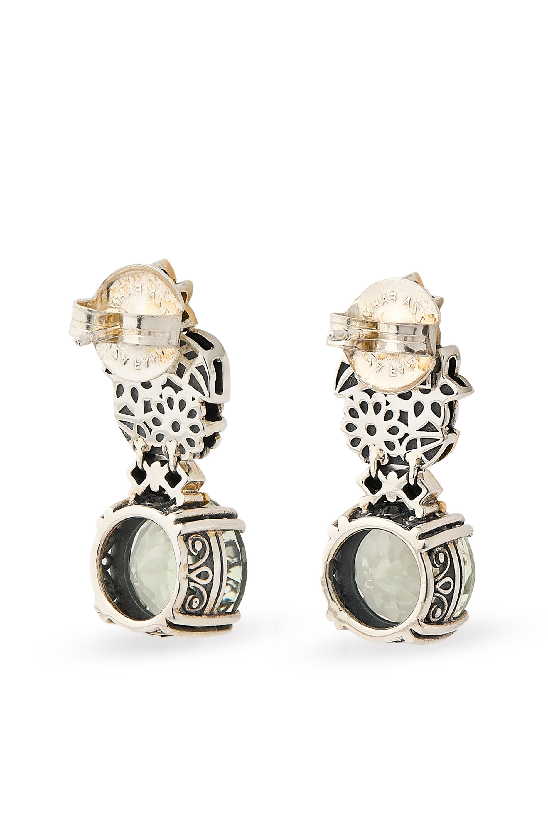 أقراط بوكيه اوف بلسينجز بجمشت أخضر، فضة إسترلينية وذهب أصفر عيار 18