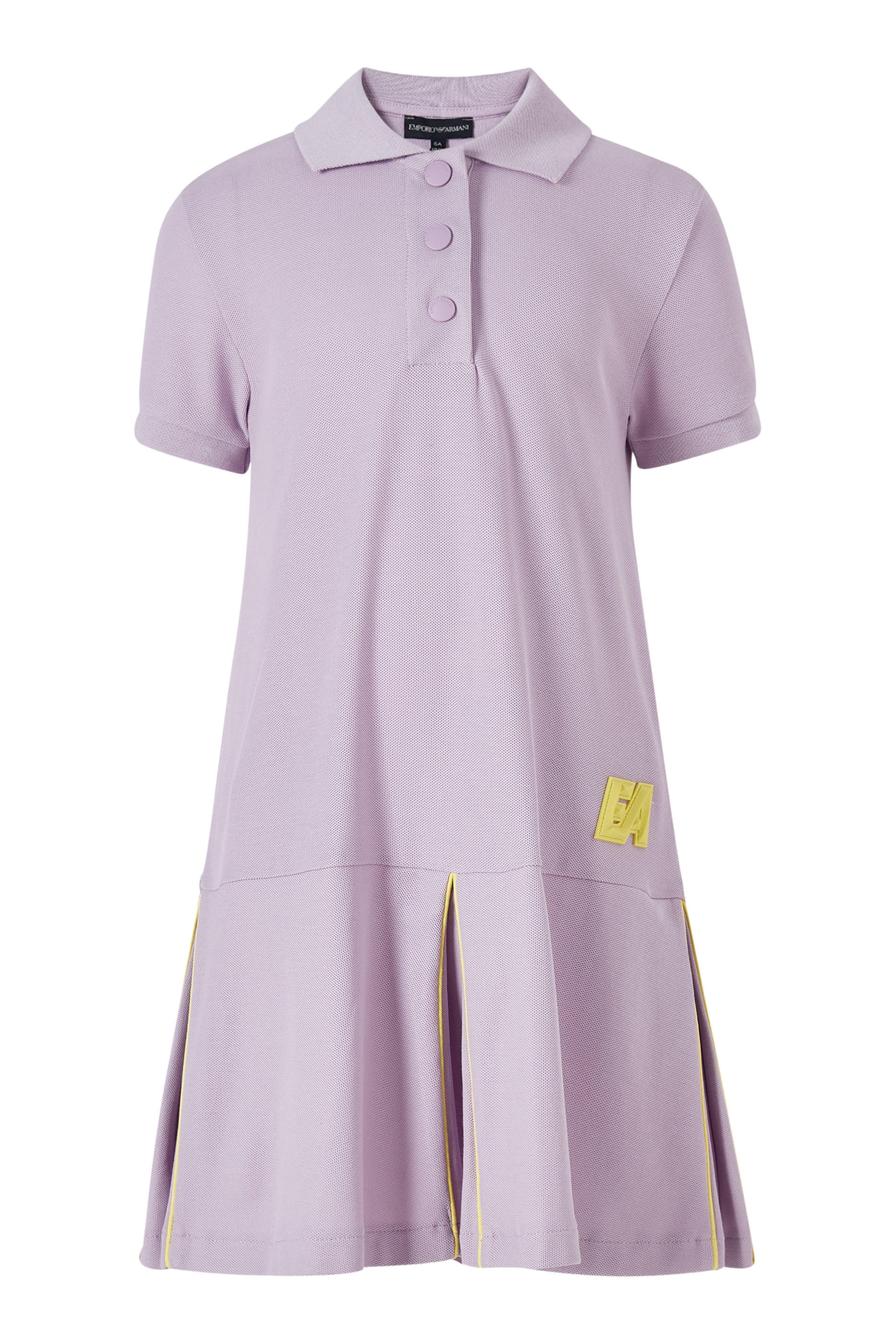 فستان بتفاصيل رقعة شعار الماركة للأطفال