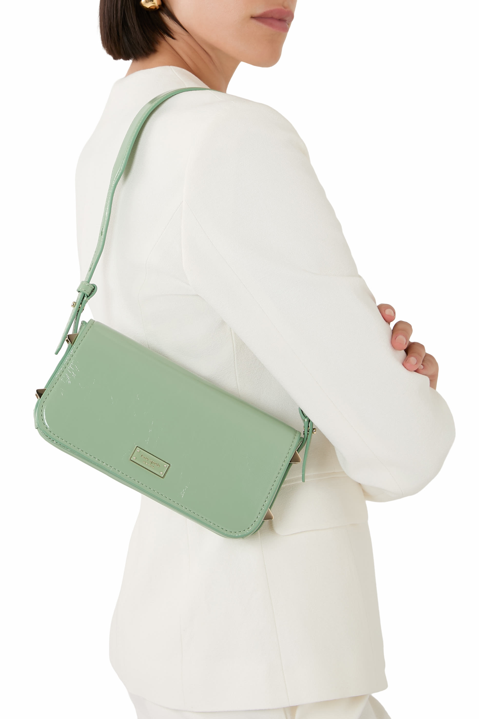 حقيبة كتف ليف جلد لامع مجعد