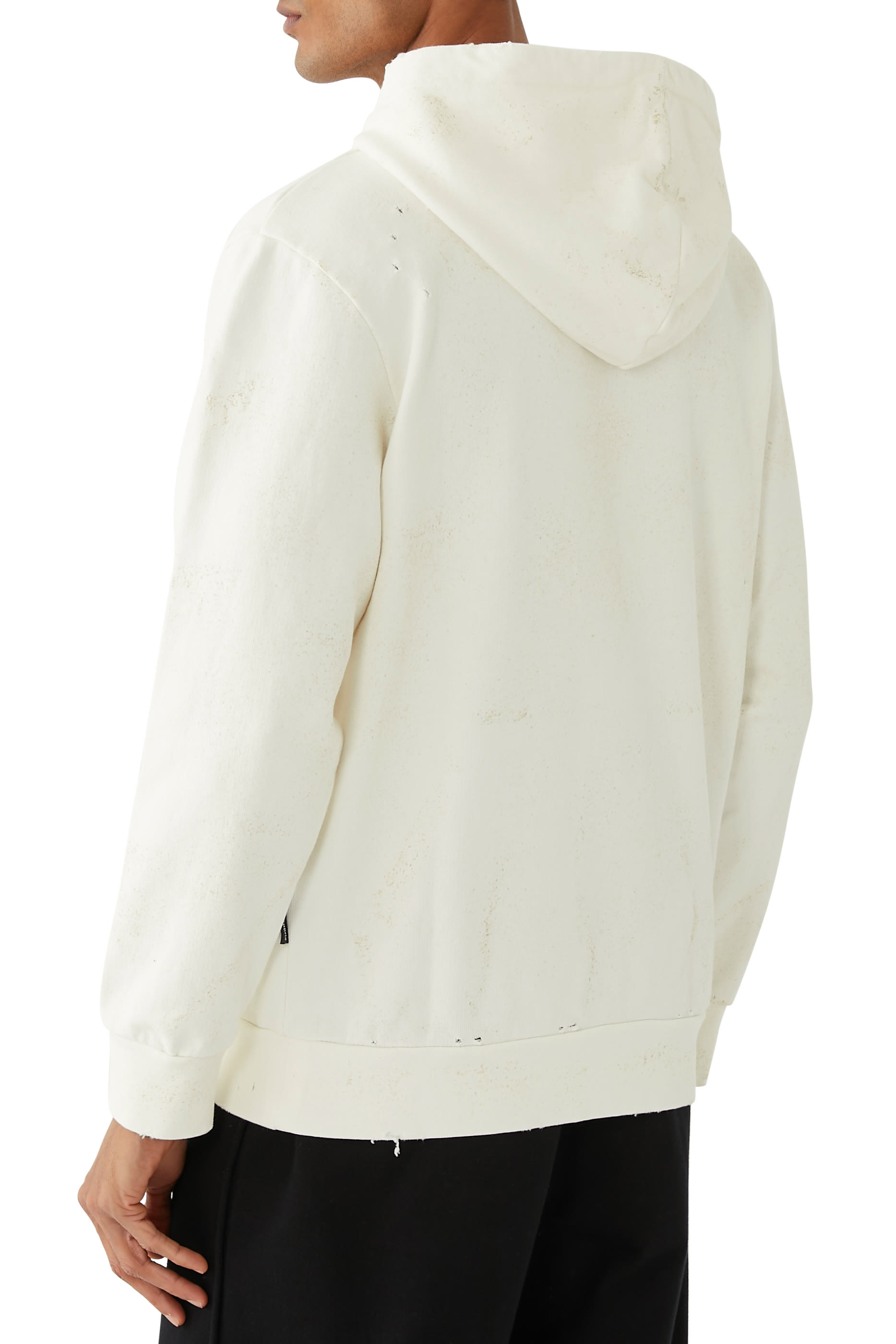 سويت شيرت بغطاء رأس وطبعة نرد وشعار الماركة