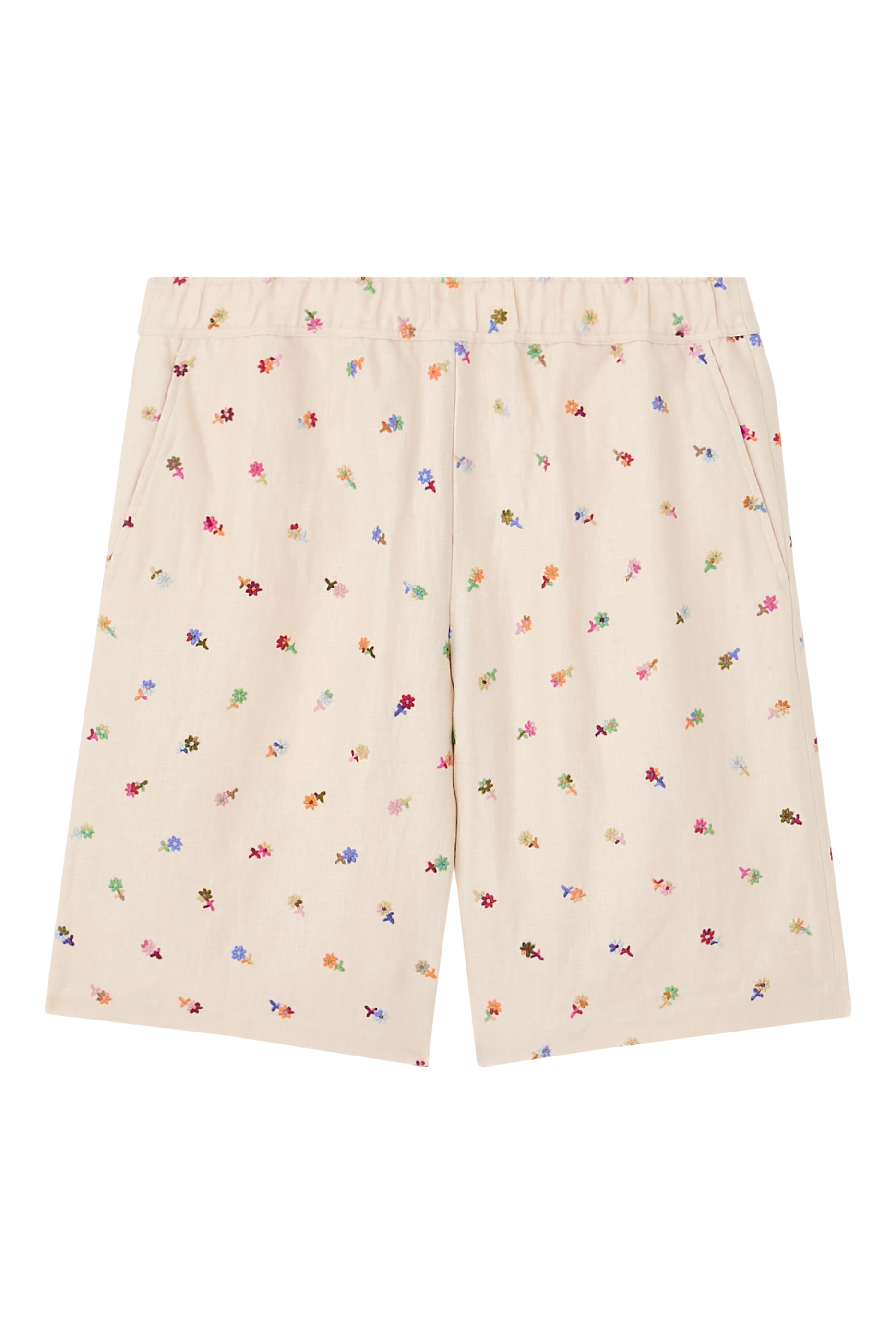 Floral Embroidered Easy Shorts