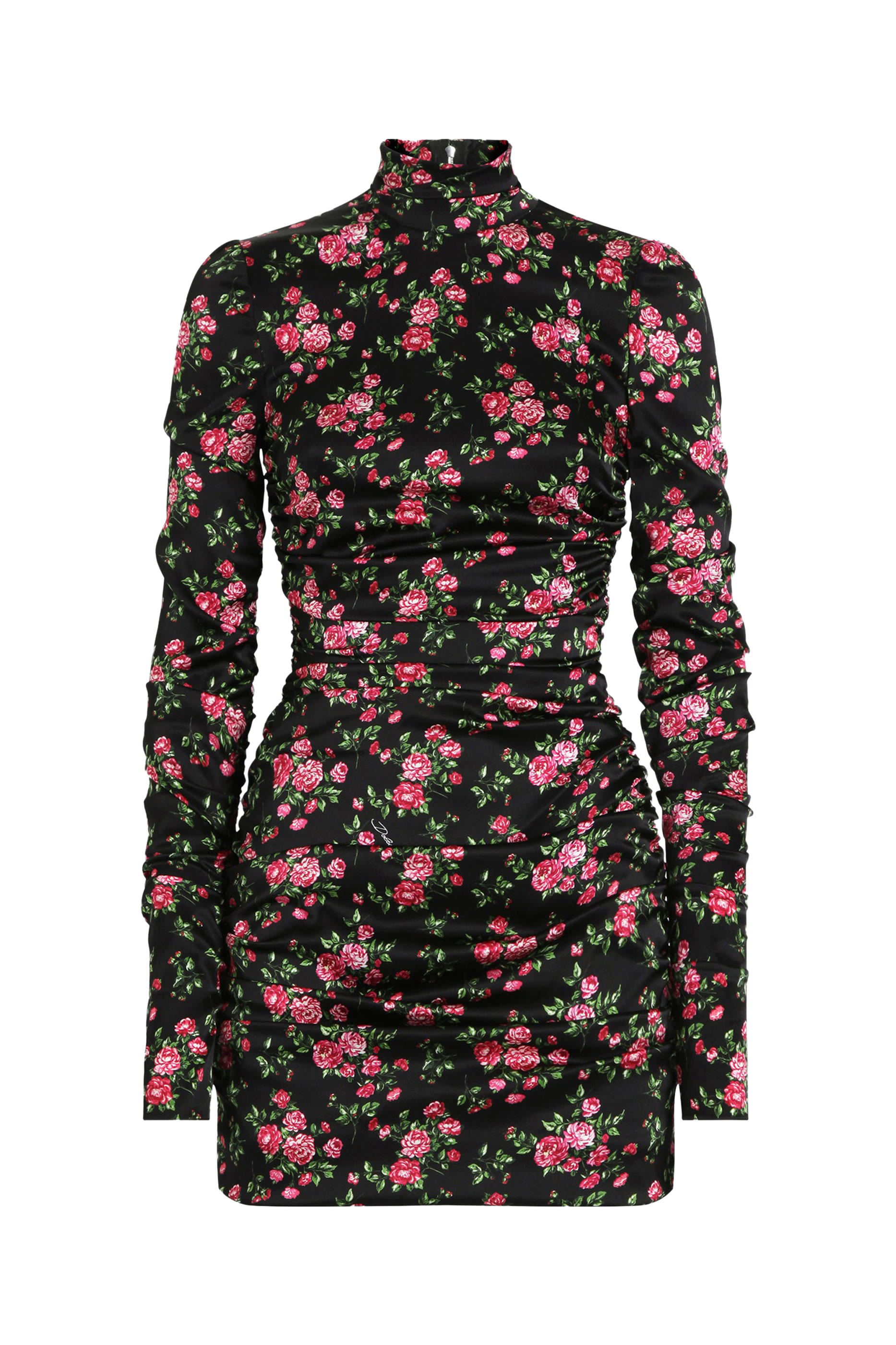 فستان طويل بطبعة ورود صغيرة ساتان