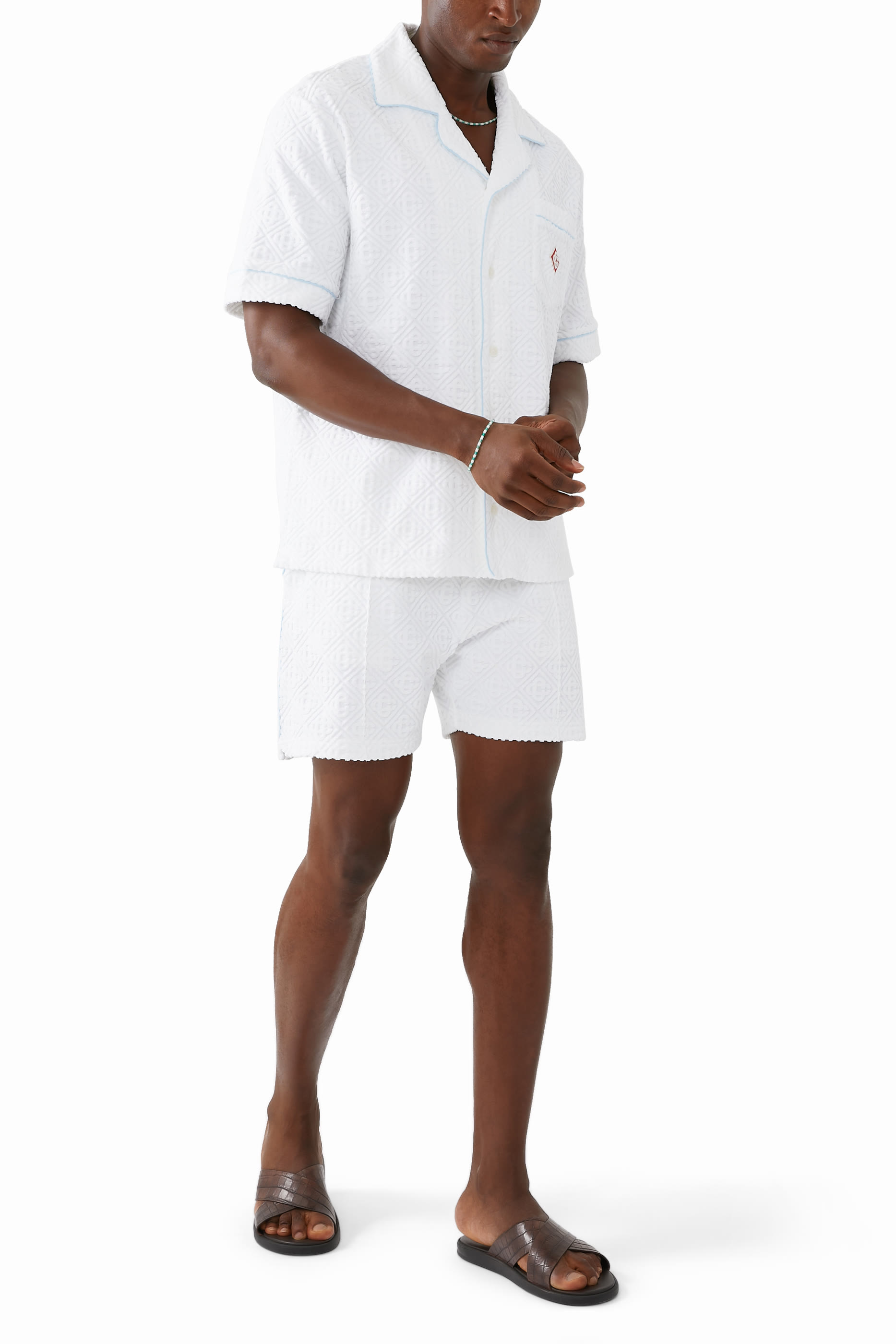 شورت قطن تيري بنقشة حروف شعار الماركة