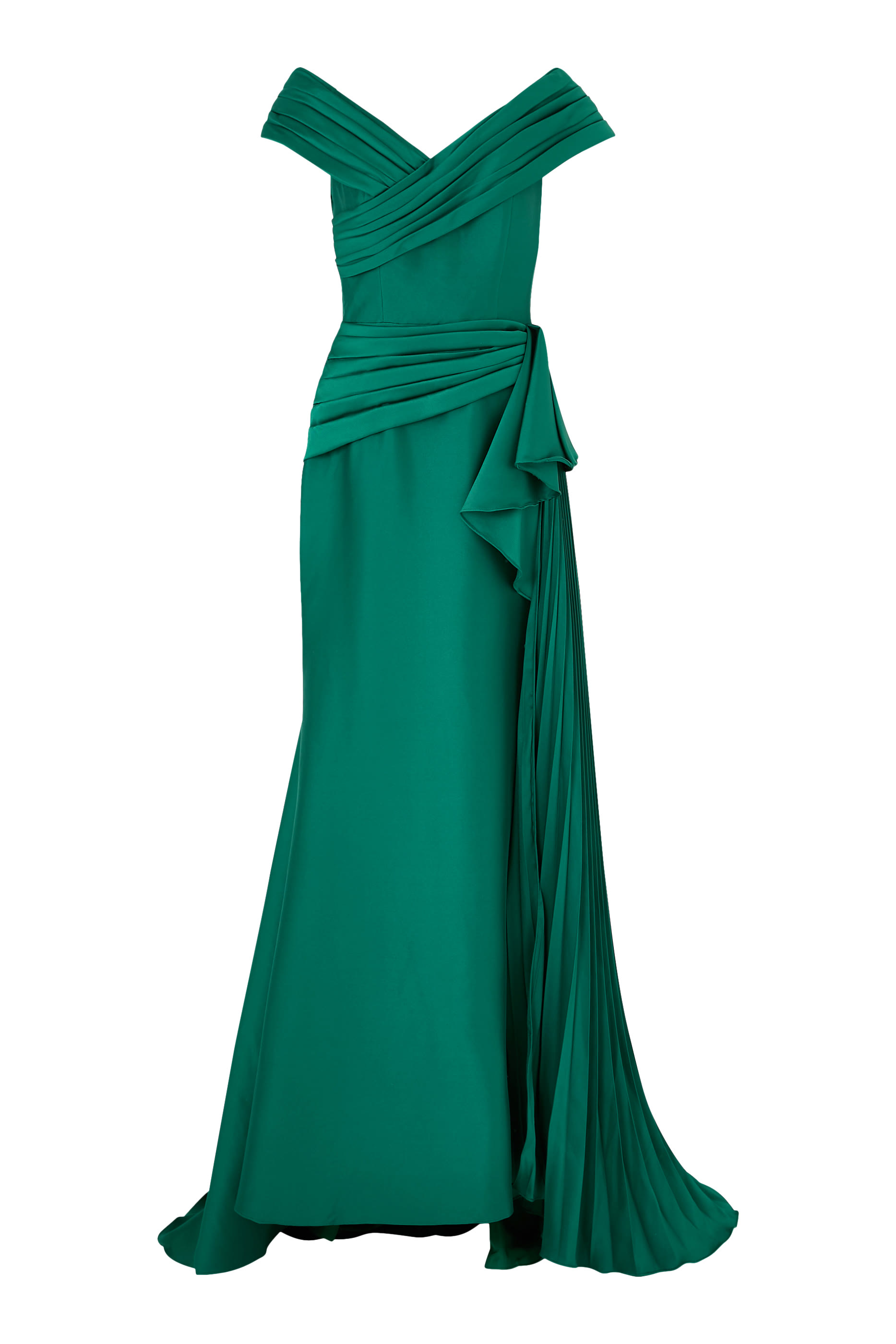 فستان بأكتاف مكشوفة درابيه