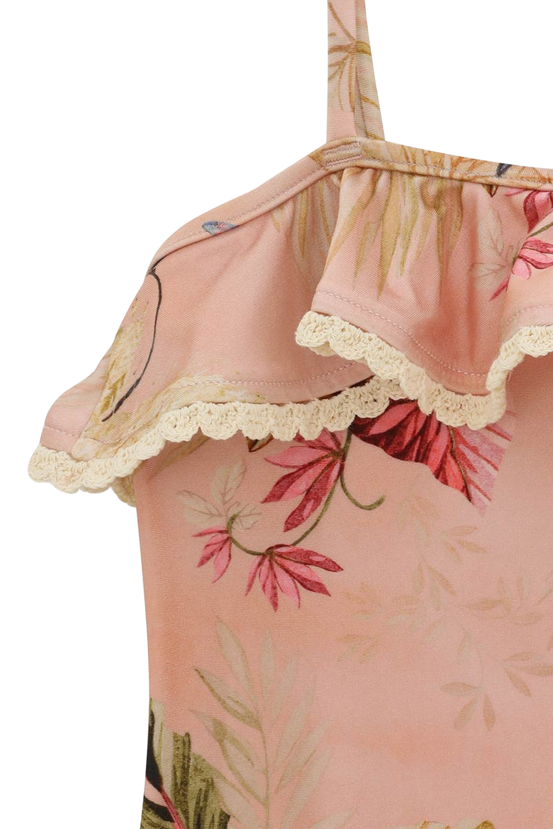 بدلة سباحة ريانون بتصميم قطعة واحدة بحافة كشكش للأطفال