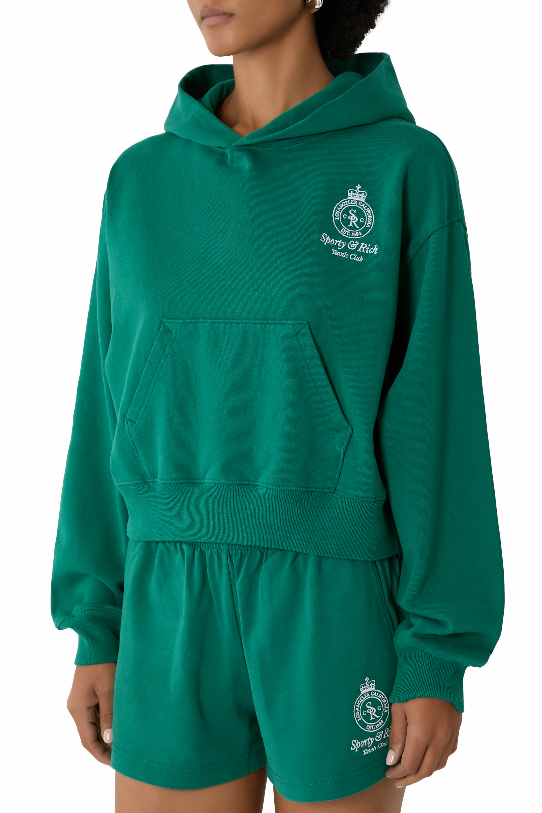 هودي قصير بشعار كراون تنس