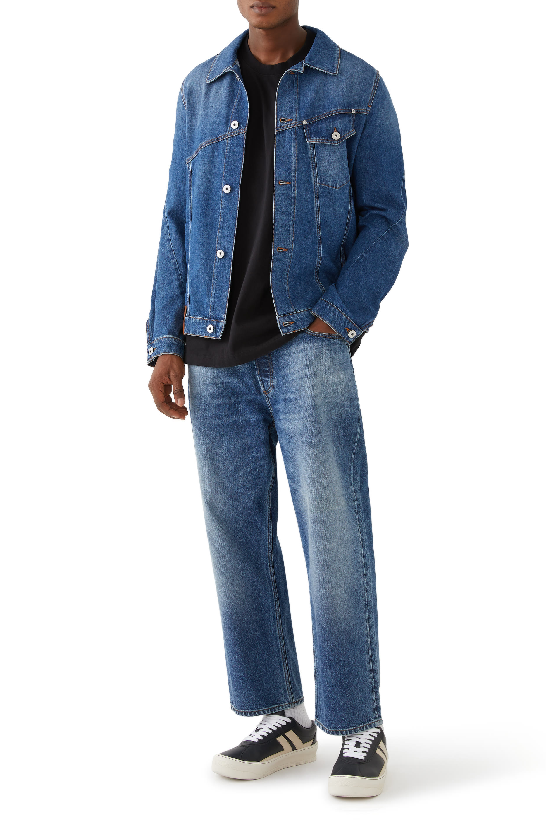 بنطال دنيم قصير بقصة ساق مستقيمة