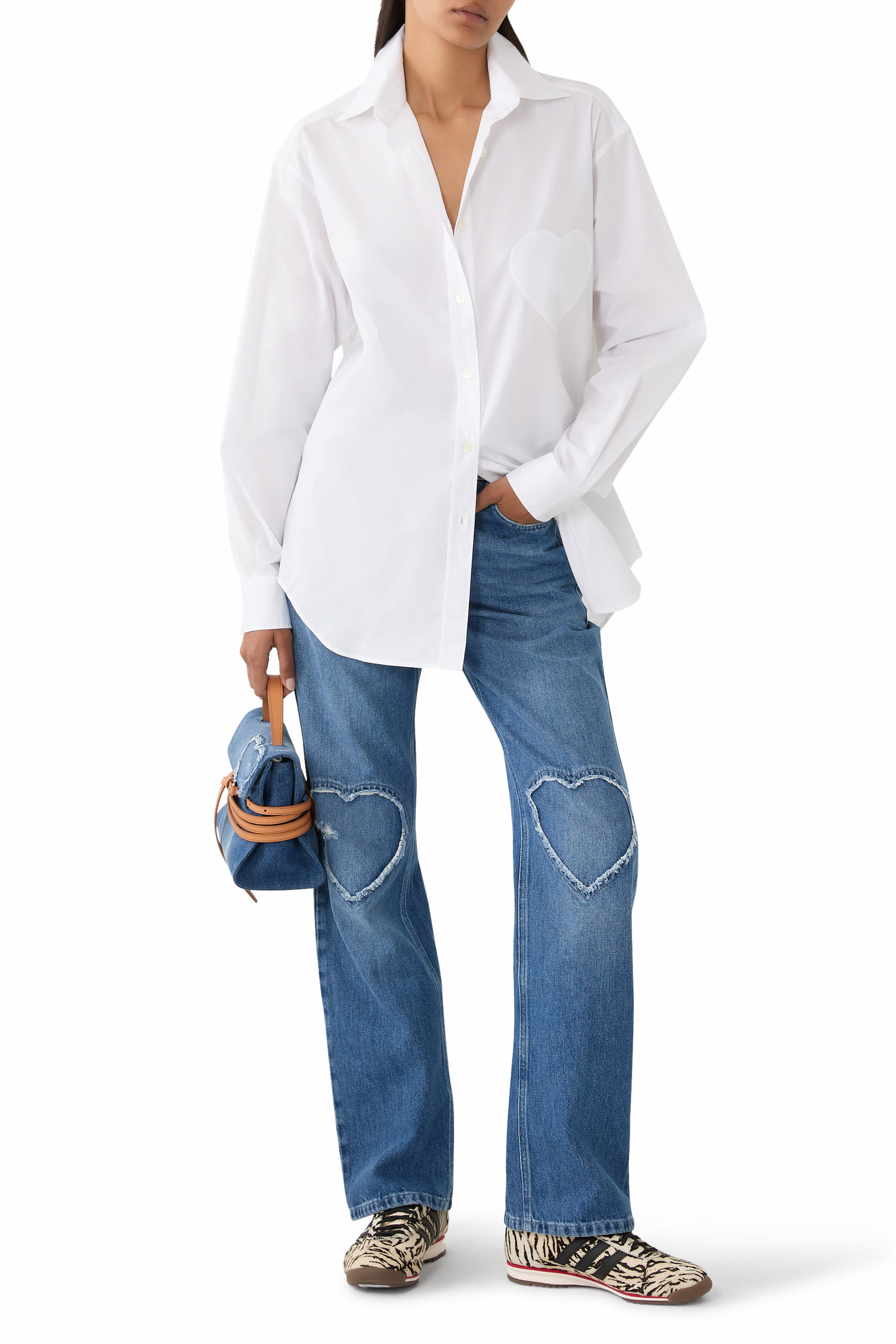 قميص برقعة بتصميم قلب قطن