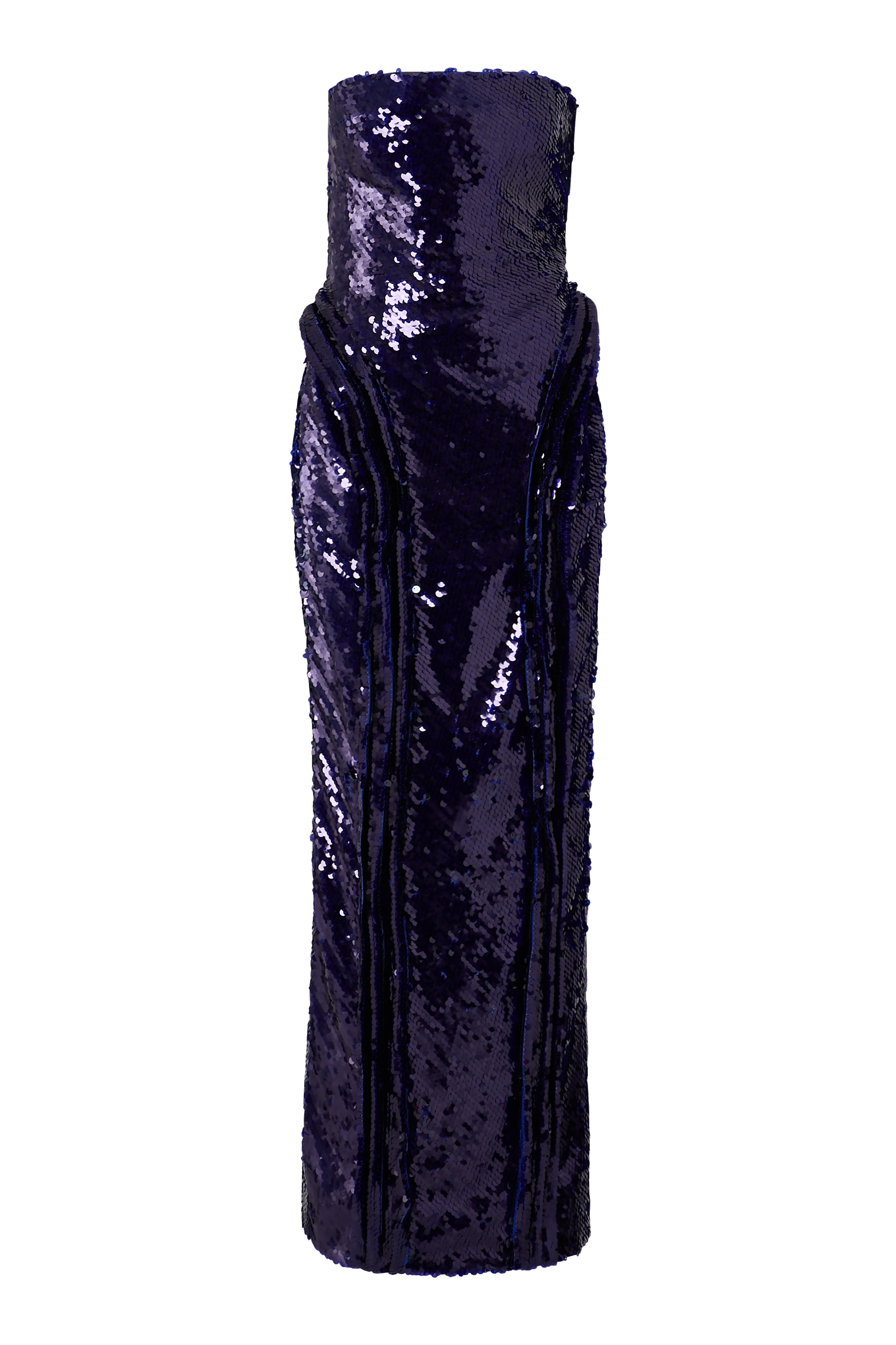 فستان سهرة أزور بقصة مستقيمة مزين بتفاصيل لامعة