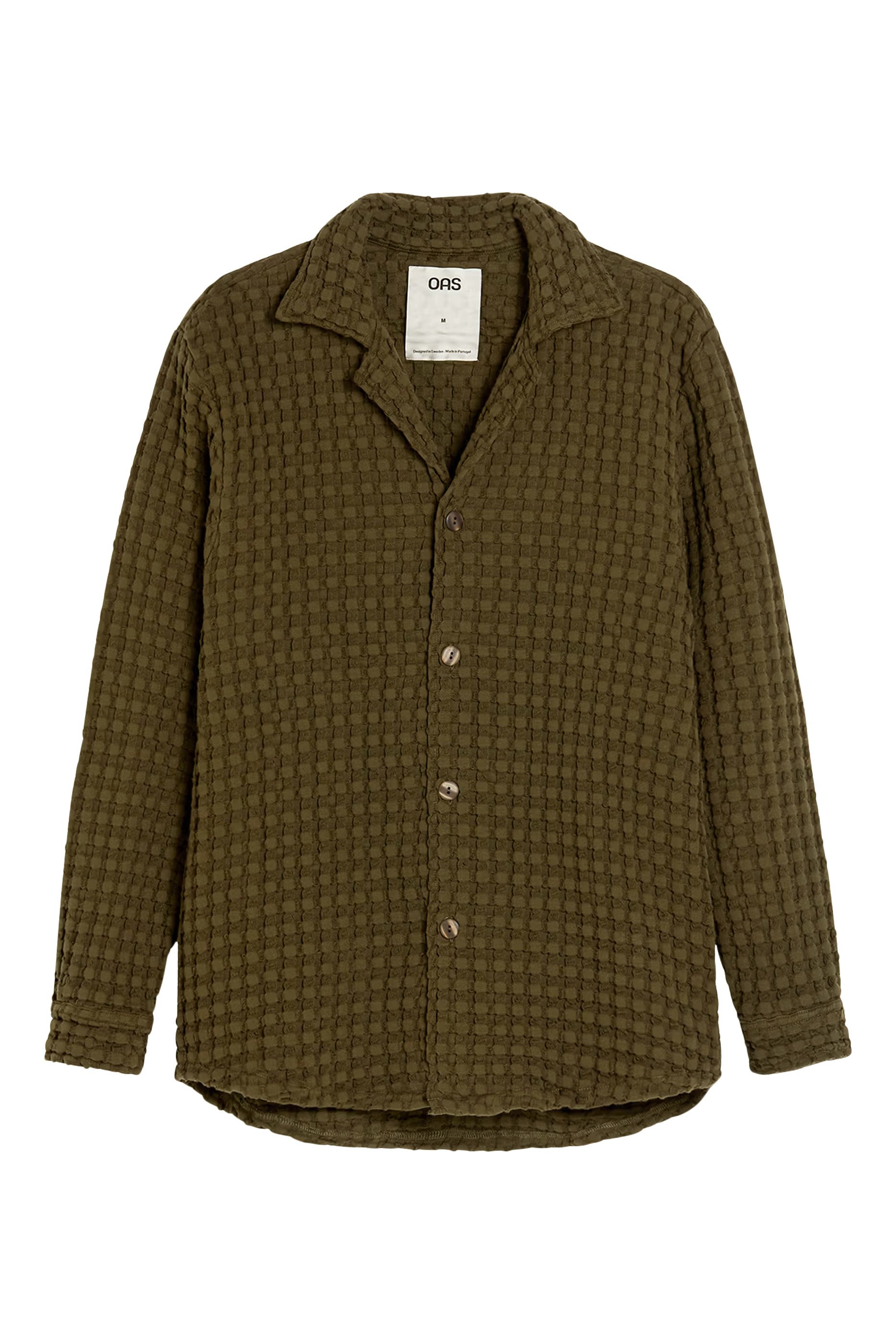 قميص تيرتل بياقة بنمط كوبي بأكمام طويلة بنسيج وافل