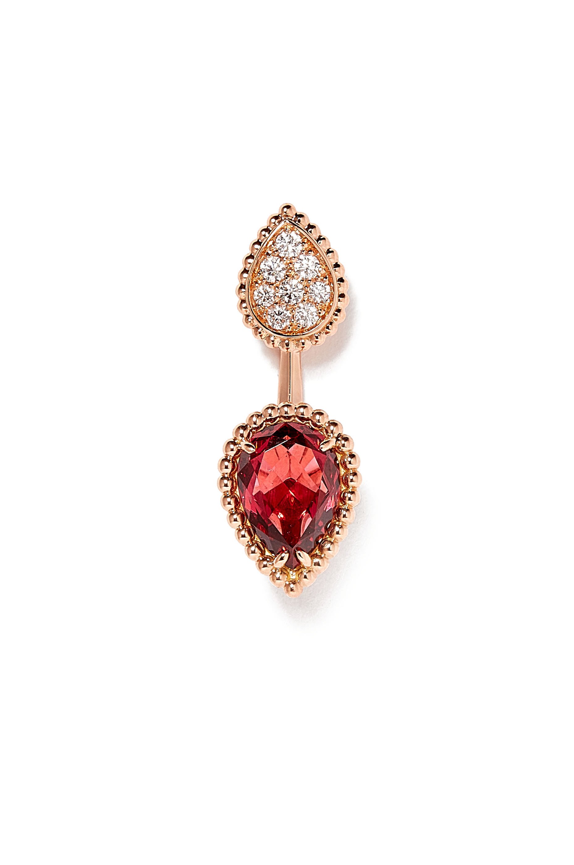 قرط سيربنت بوهيم بتصميم دمعتين مرصعتين بماس ورودوليت