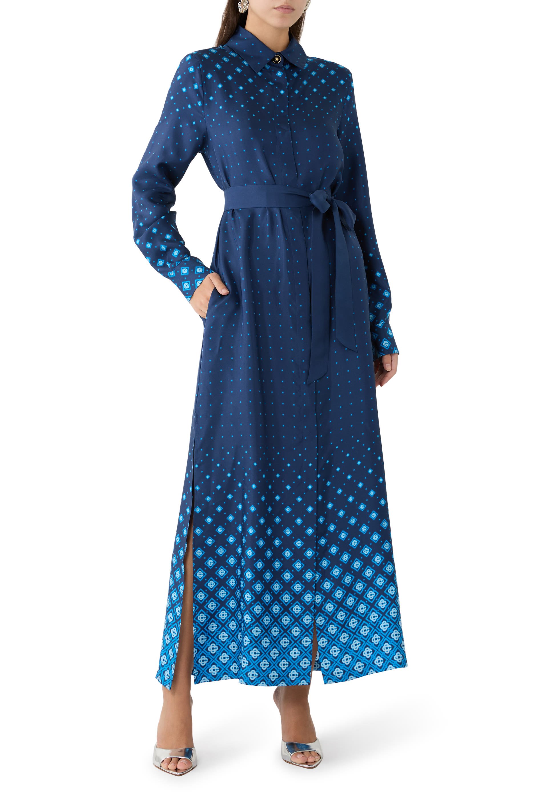 Gradient Silk Shirt Dress