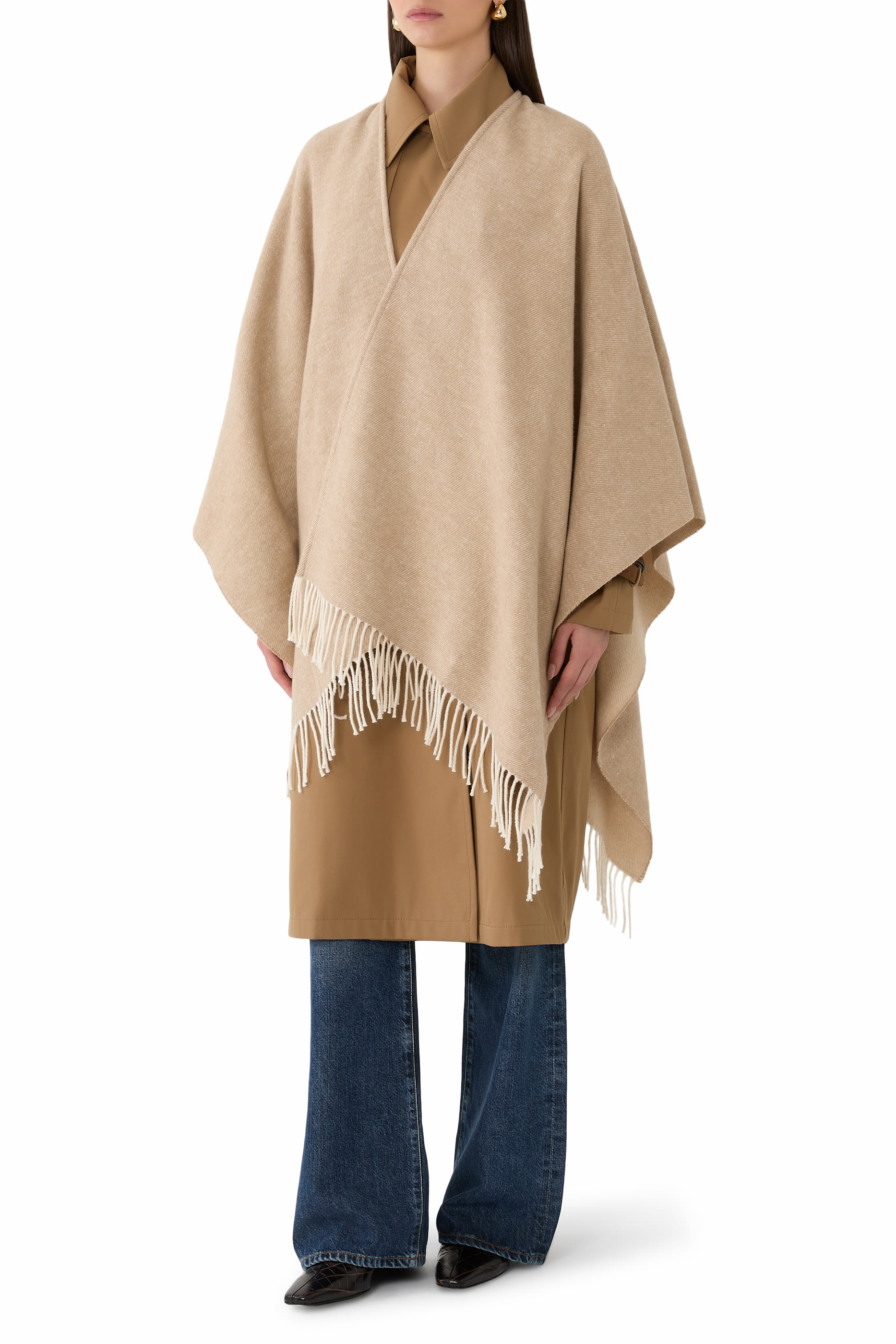 Brushed Recycled Cotton Cashmere Poncho
