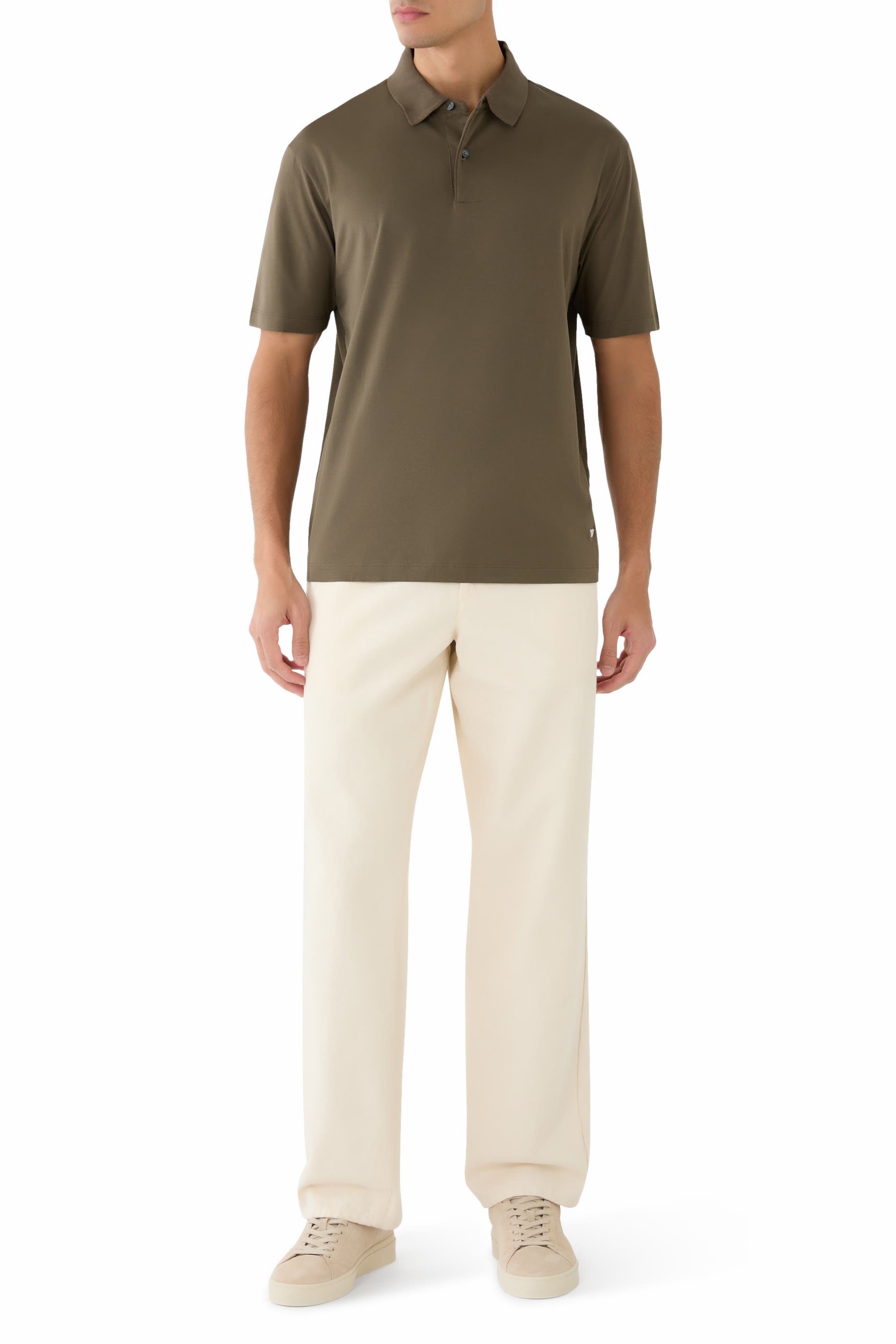 قميص بولو بشعار الماركة المطرز بحجم صغير