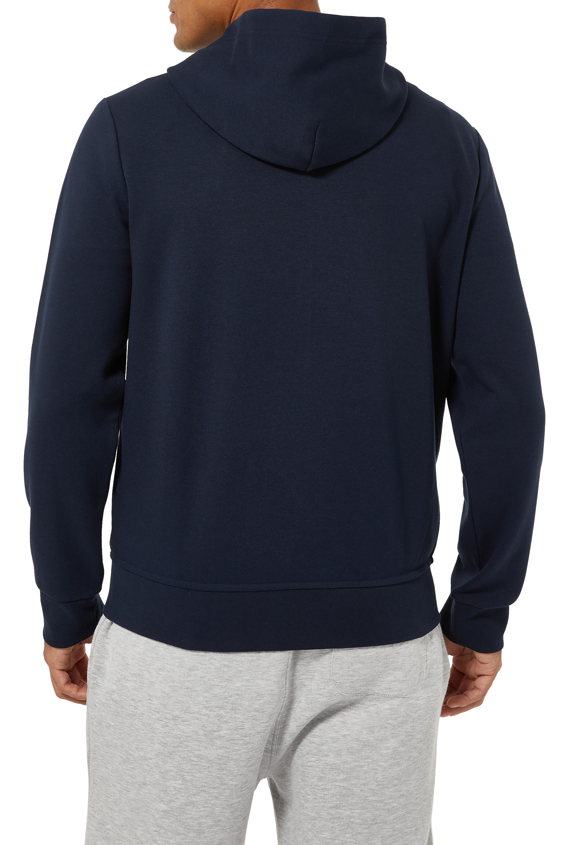 كنزة بغطاء رأس بسحّاب وشعار الماركة