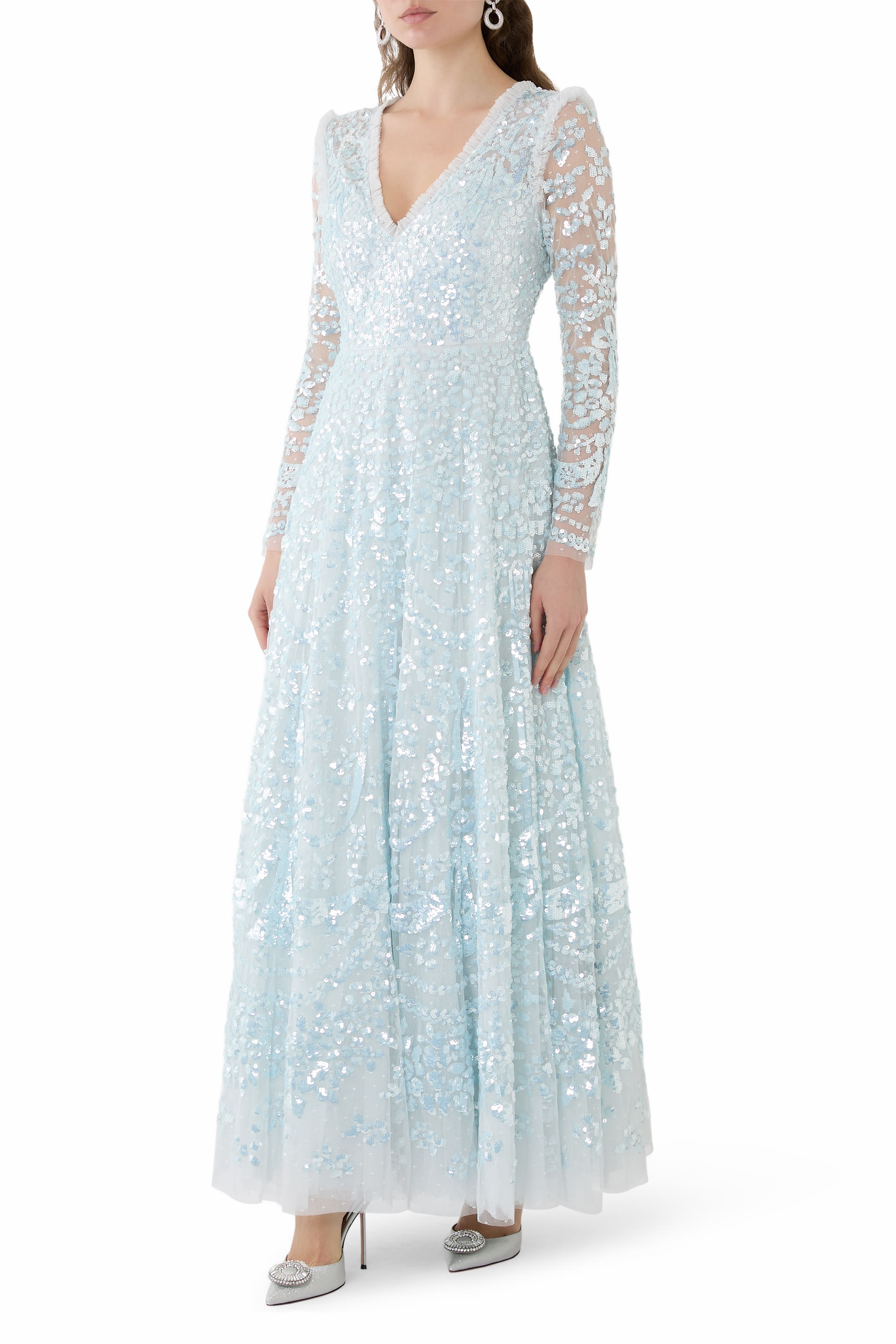 فستان شاندولييه بطول الكاحل بكاب 