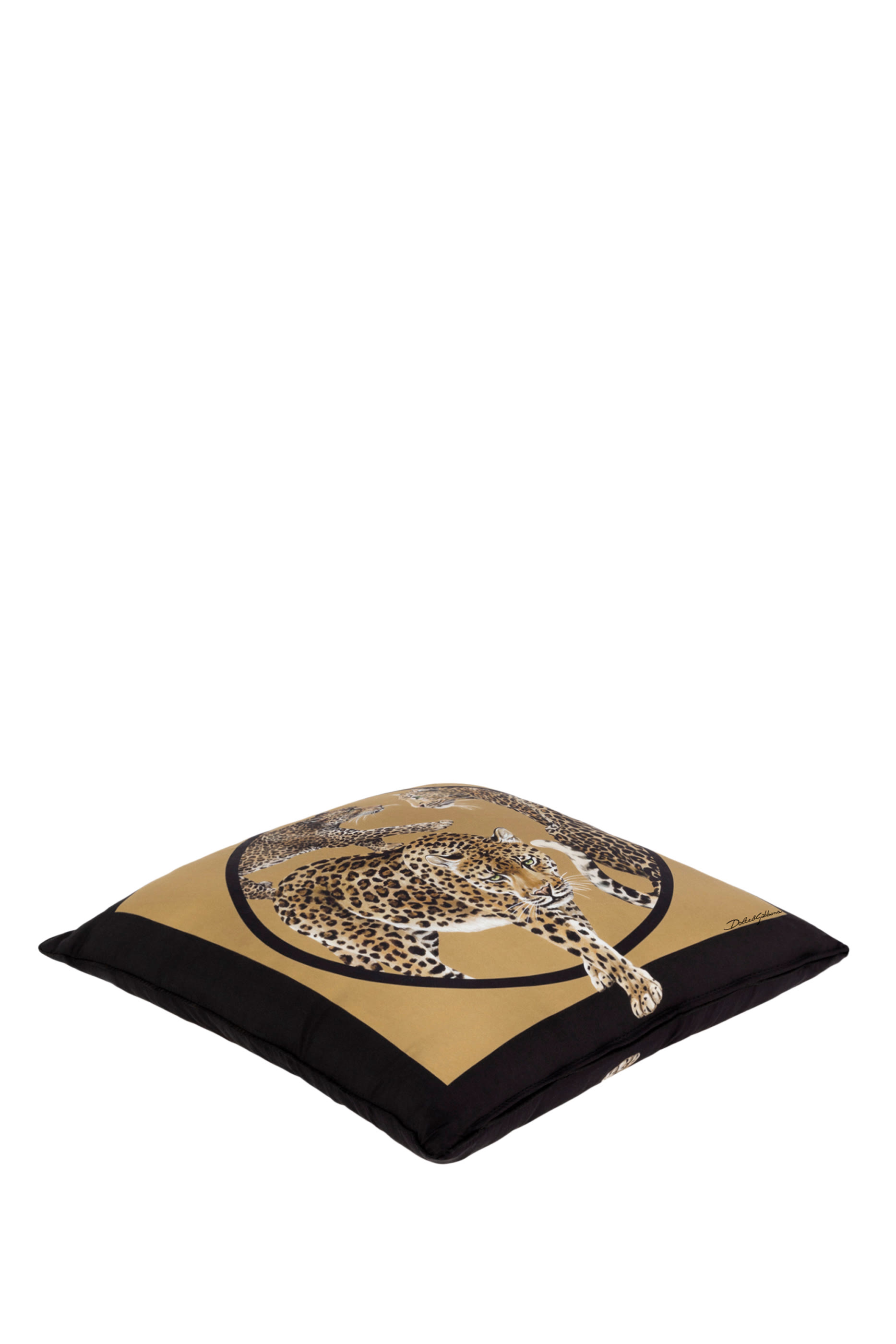 وسادة صغيرة بتطريزات ثلاث فهود حرير تويل